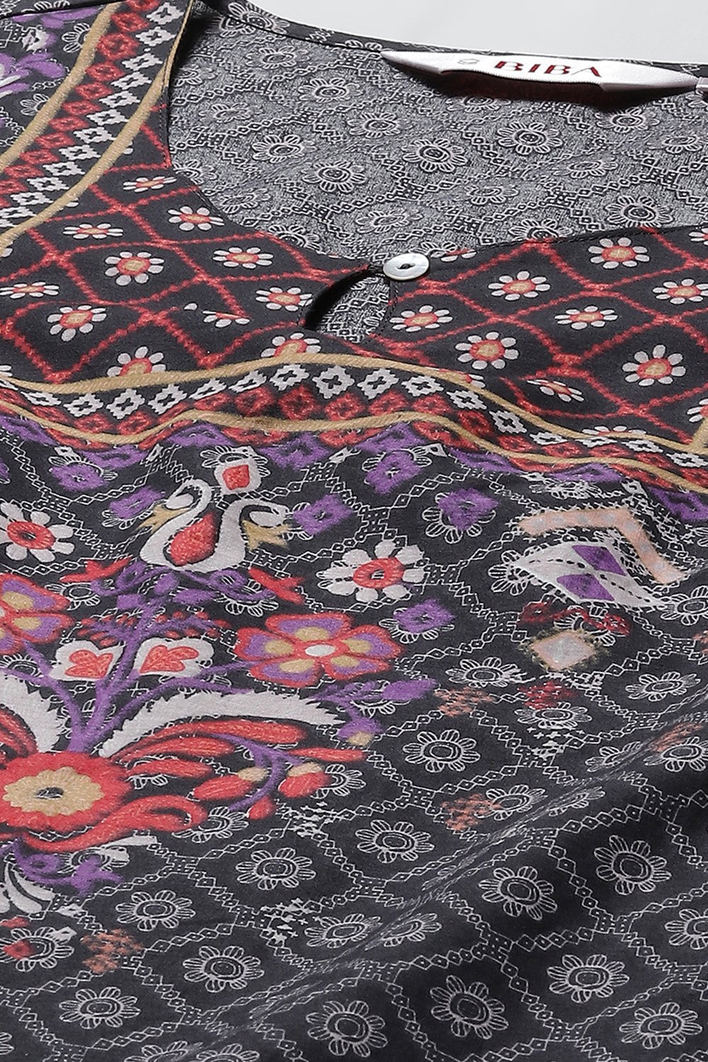Cream Cotton Straight Printed Kurta image number 1
