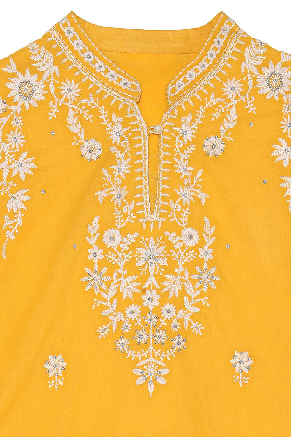 Yellow Cotton Kurta Pants Set image number 1