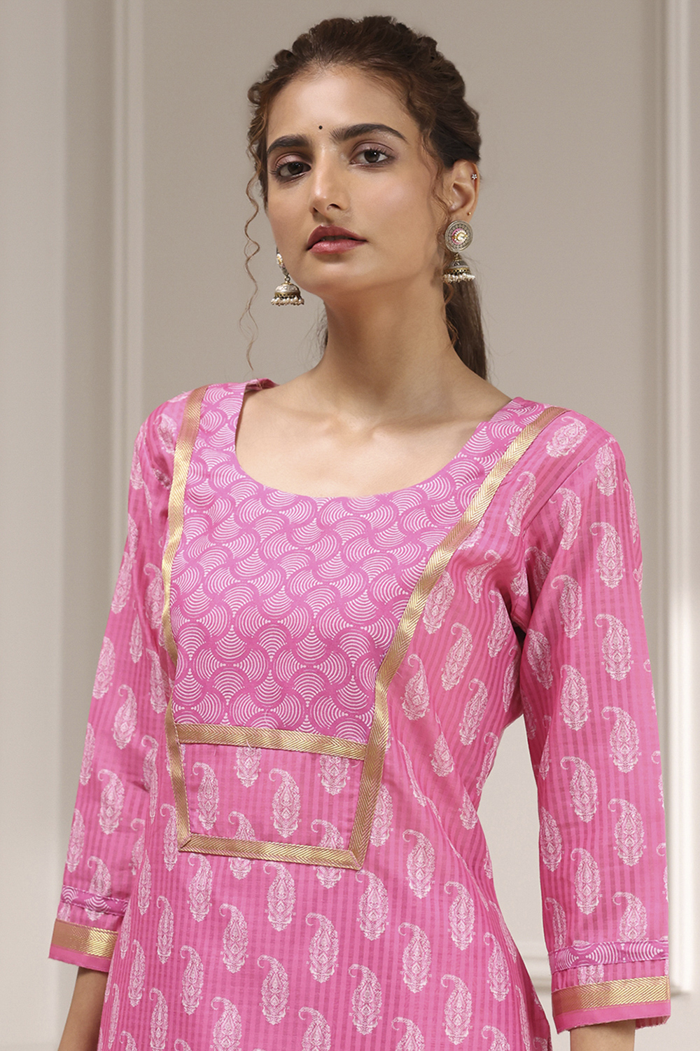 Blue Cotton Digital Print Unstitched Suit Set image number 2
