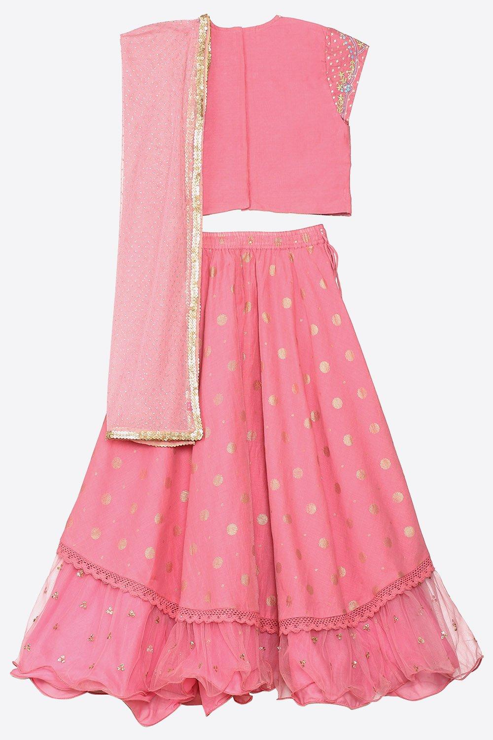 Buy Orchid Pink Poly Viscose Lehenga Set Blouse Lehenga Dupatta