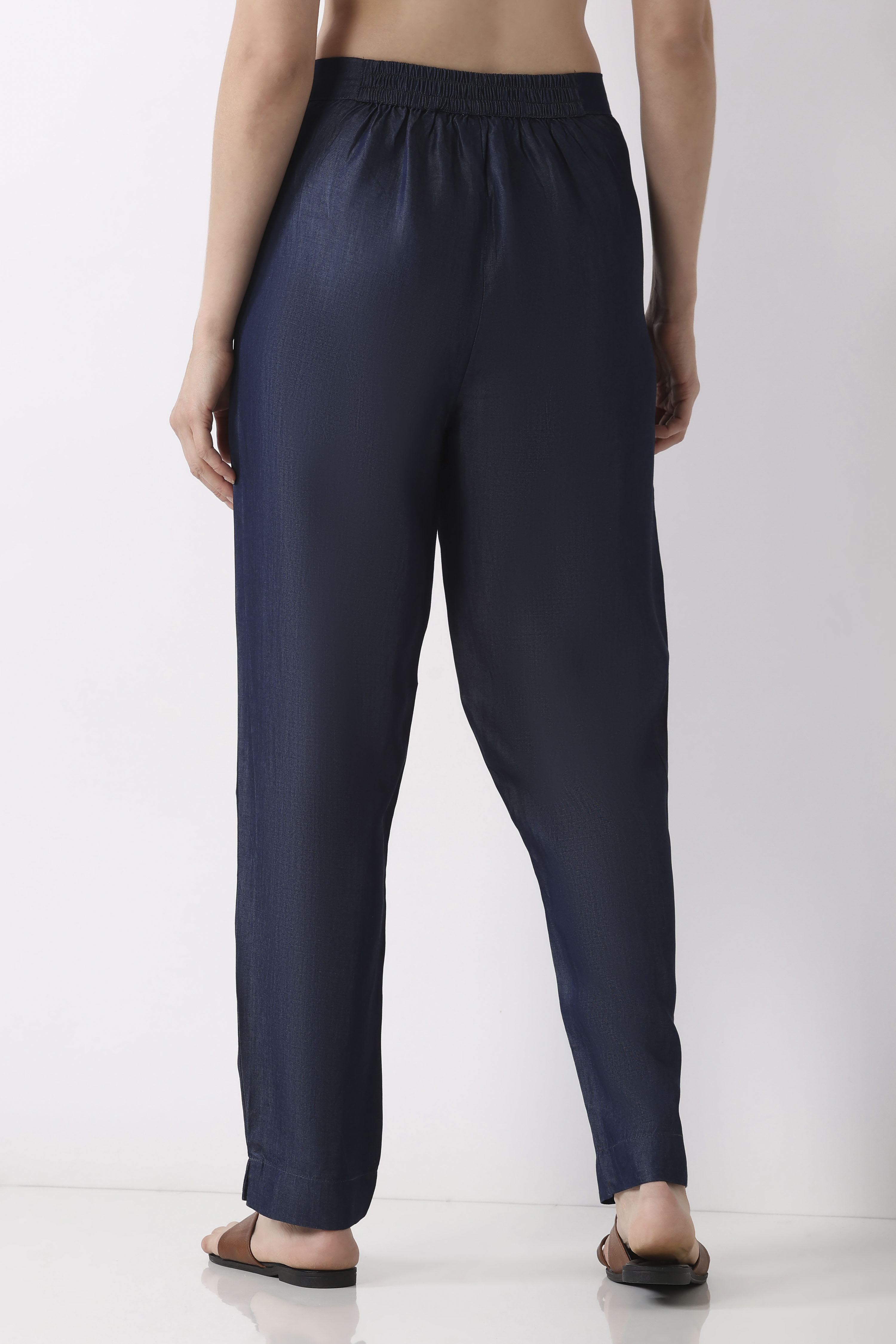 Blue Tencel Slim Pants image number 5
