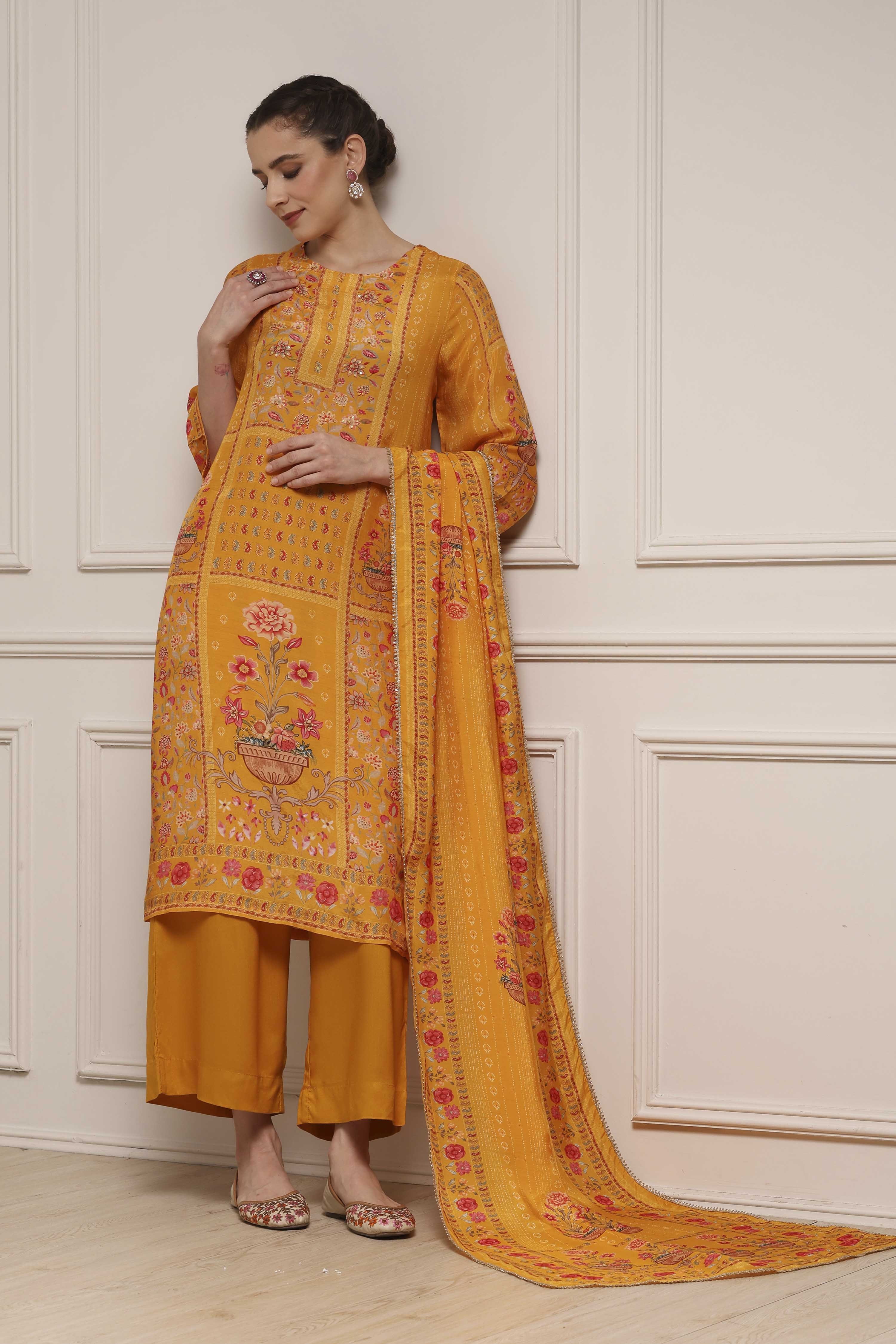 Pink Printed Straight Suit Set image number 0