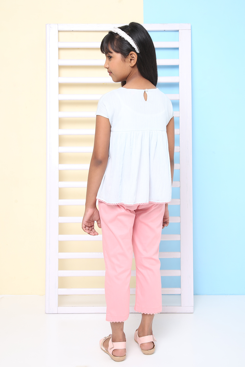 Ice Blue Cotton Straight Top image number 2