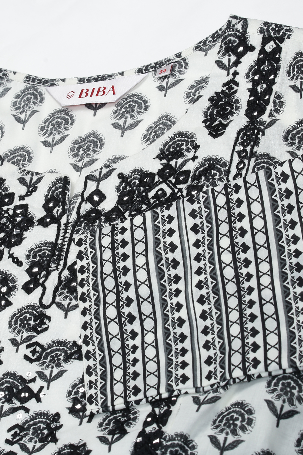 Cream Cotton Printed Kurti image number 1