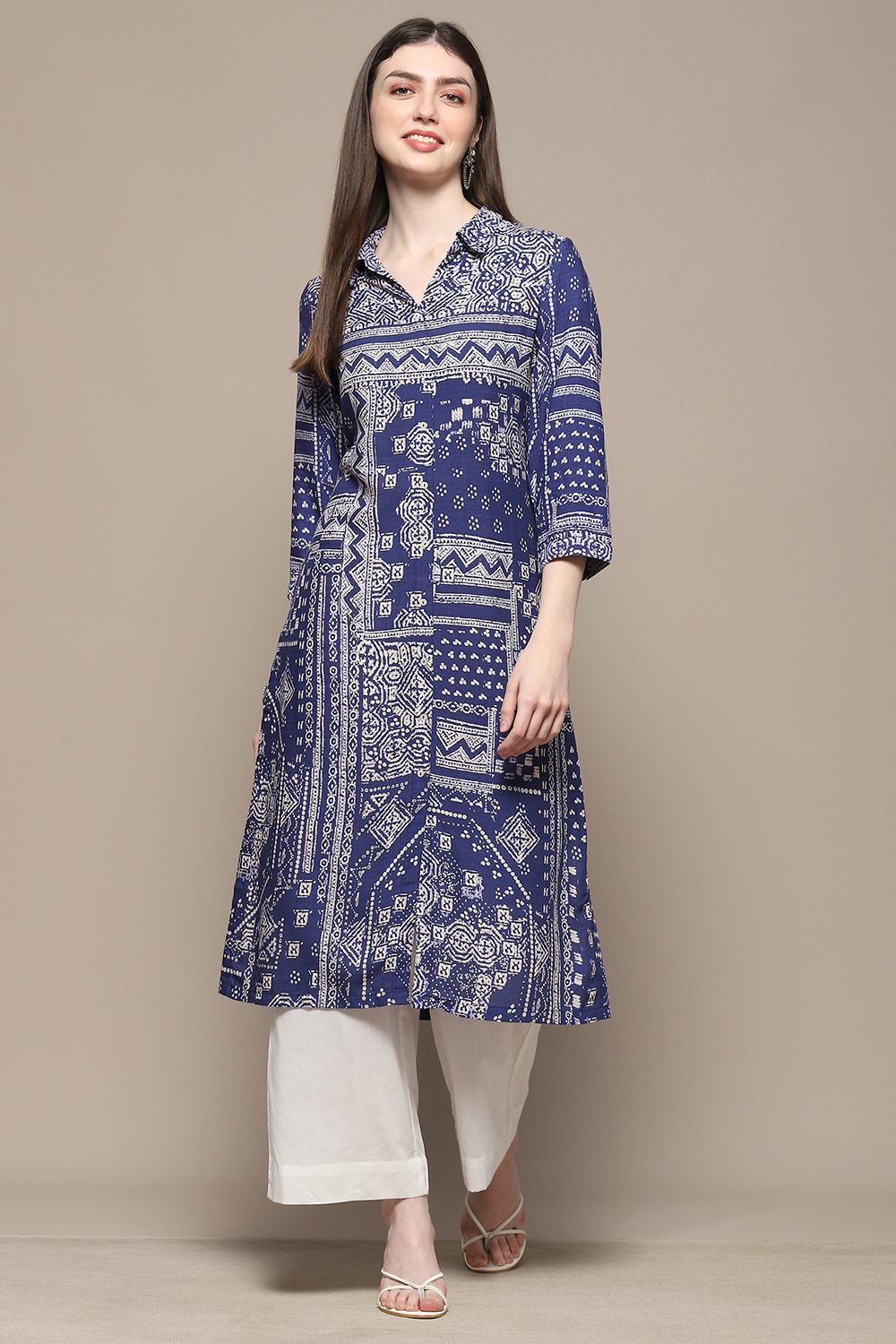 Indigo Rayon Straight Kurta image number 5