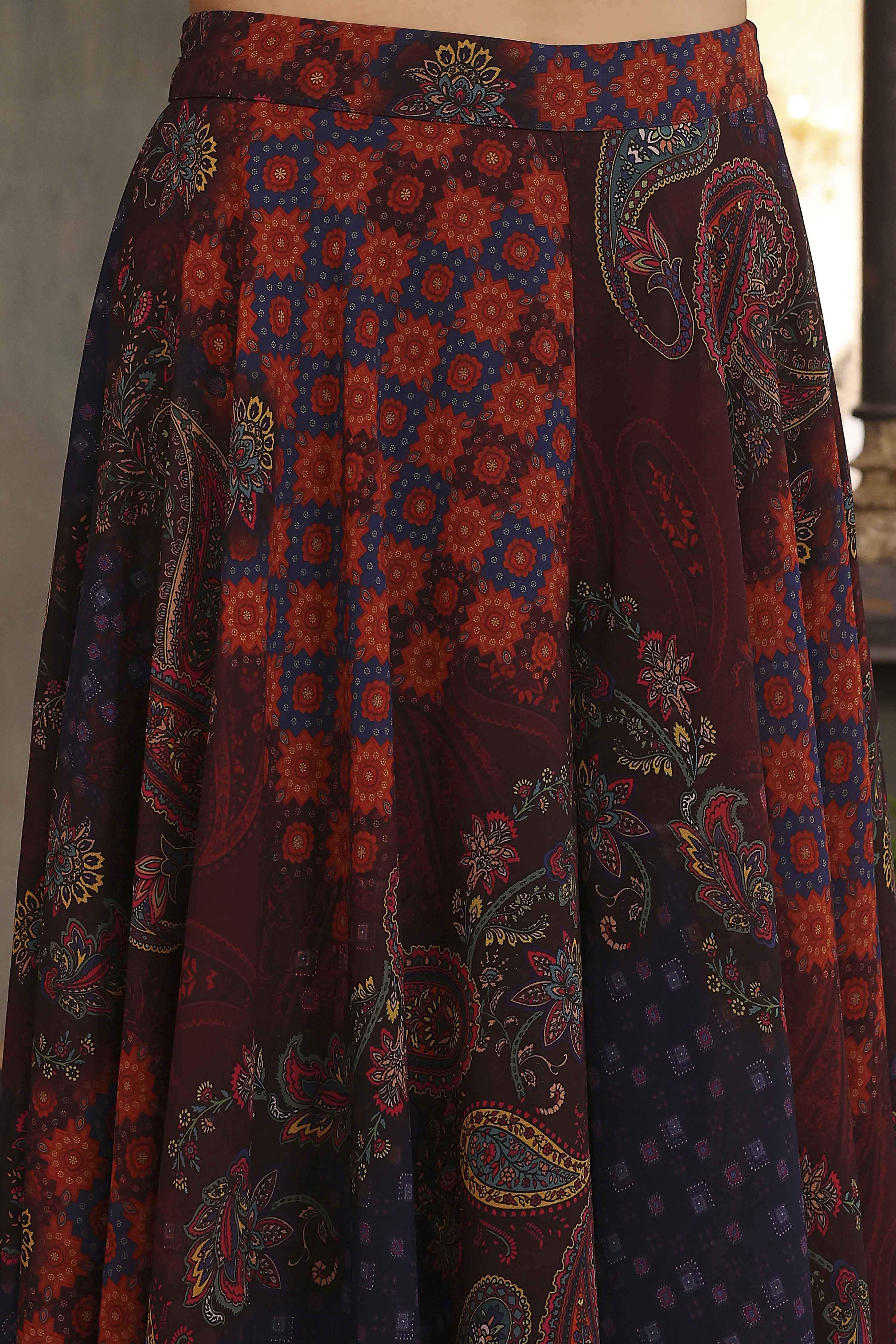 Navy Polyester Dyed Sharara Suit Set image number 2