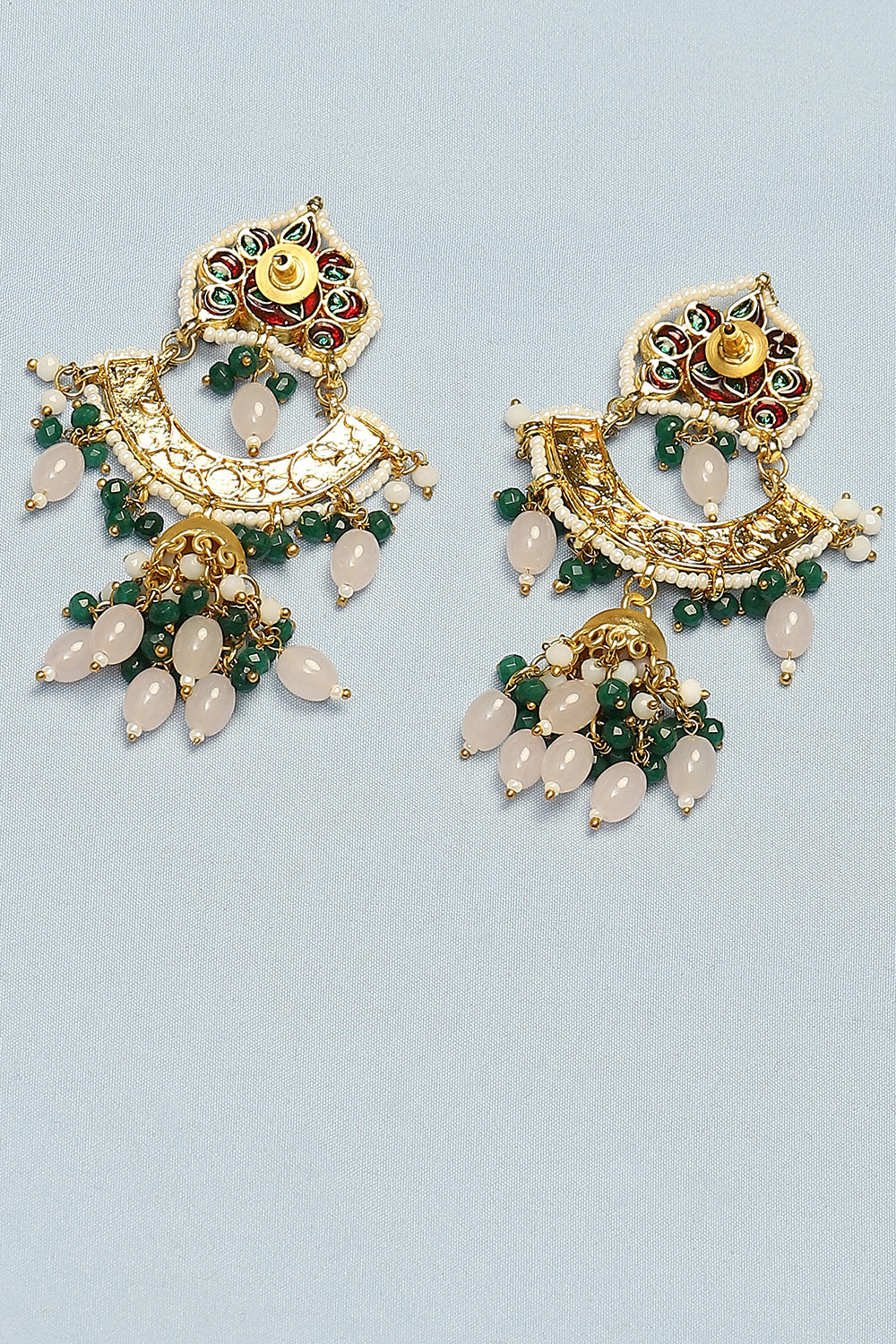 Mint Green Brass Earrings image number 2