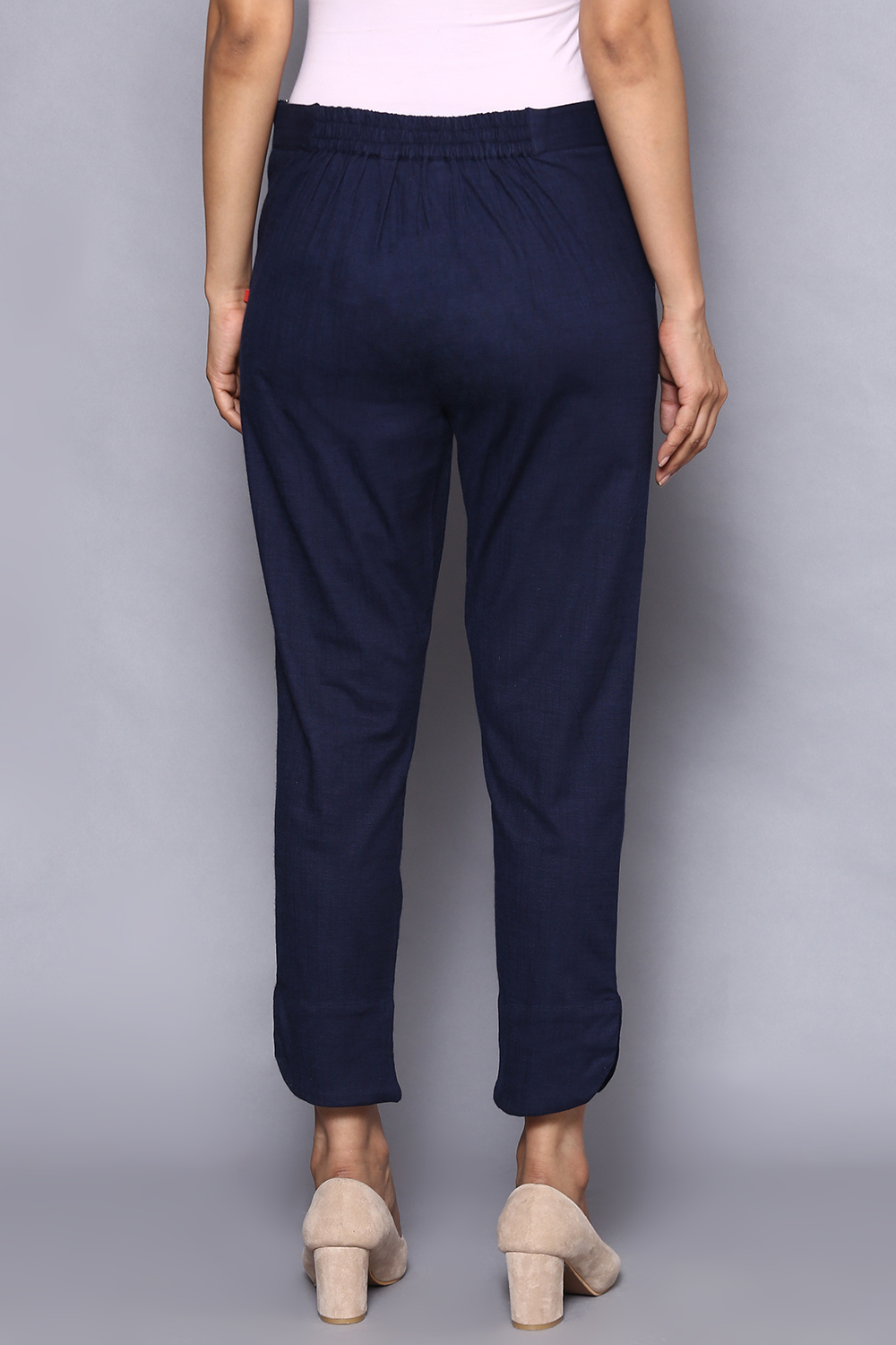 Navy Viscose Lycra Pants image number 4