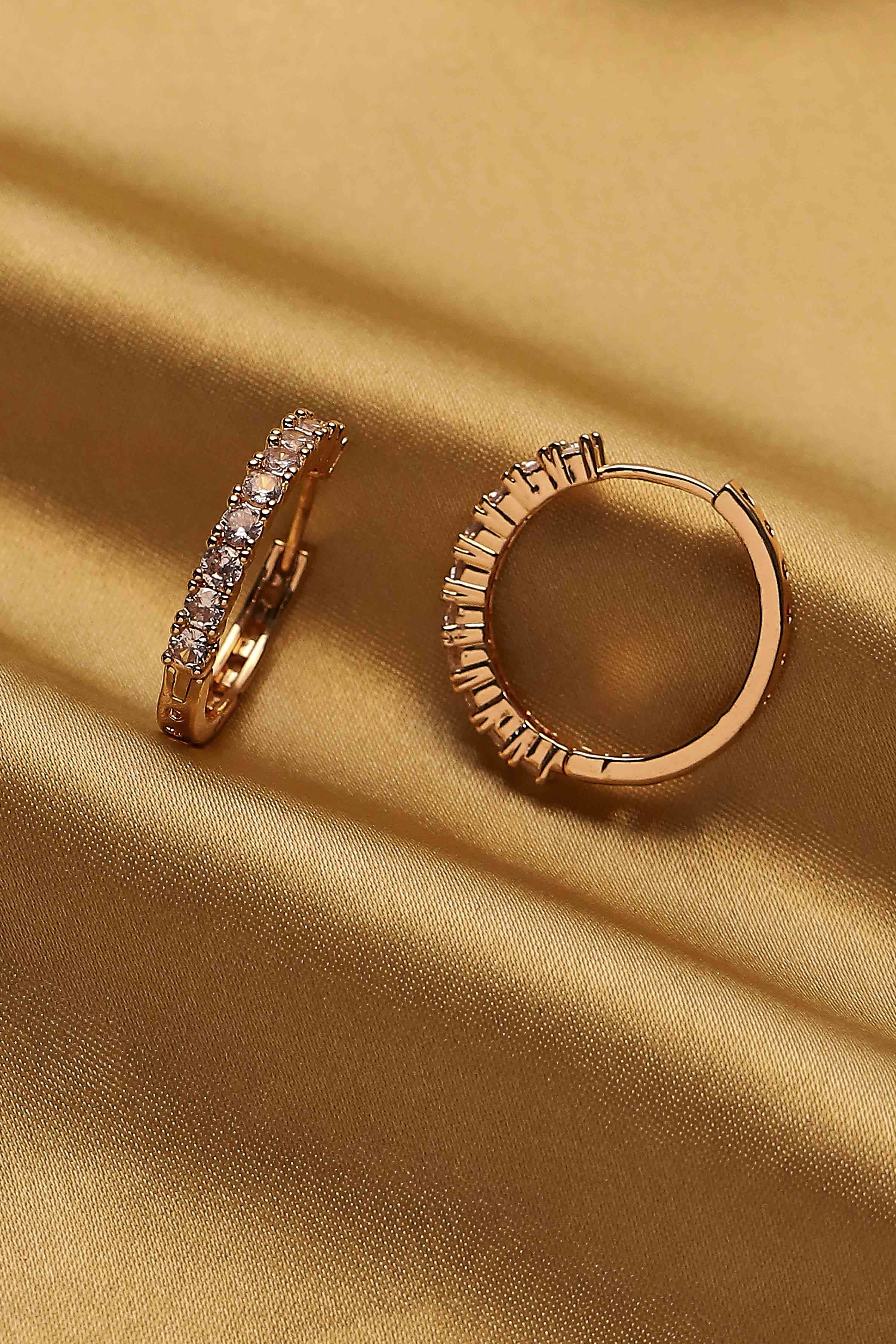 White Brass Cz Hoops image number 0