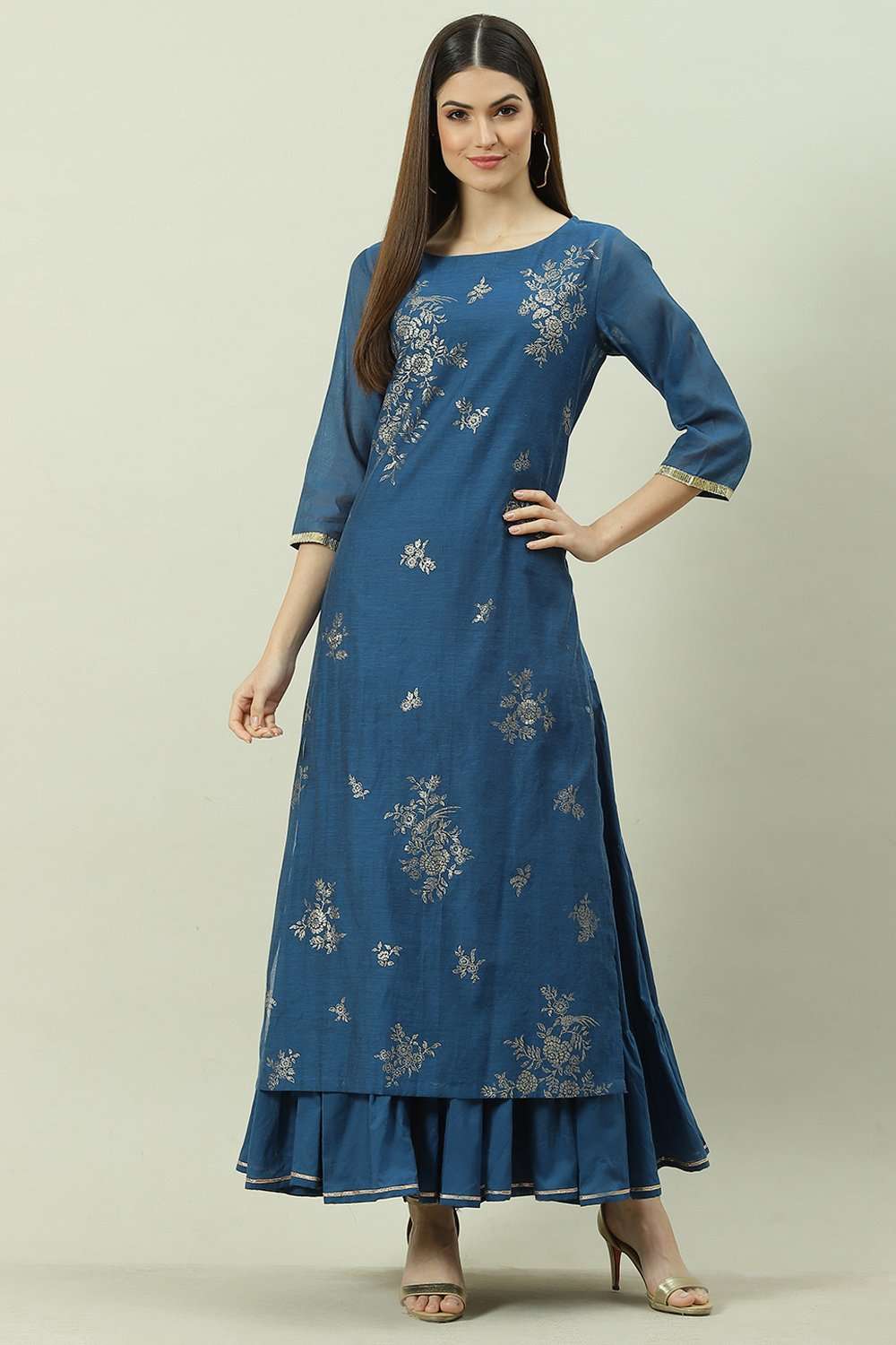 Tomato Red Poly Cotton Printed Kurta Dress image number 0