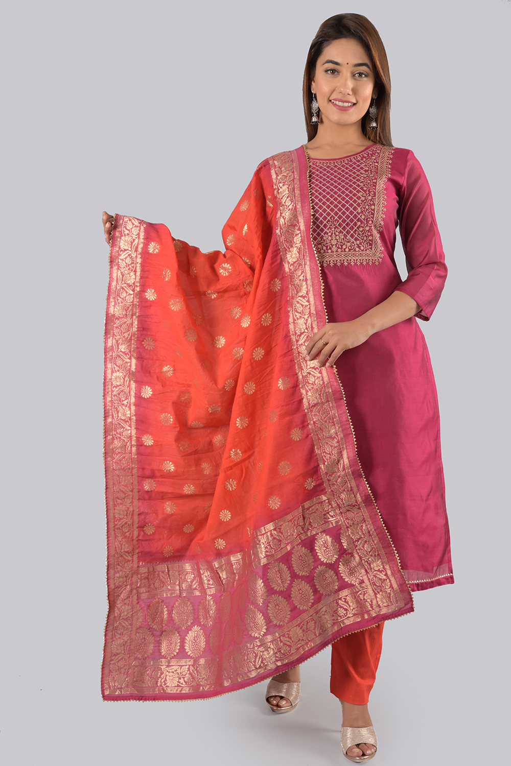 Pink Unstitched dress material Suit Set image number 0