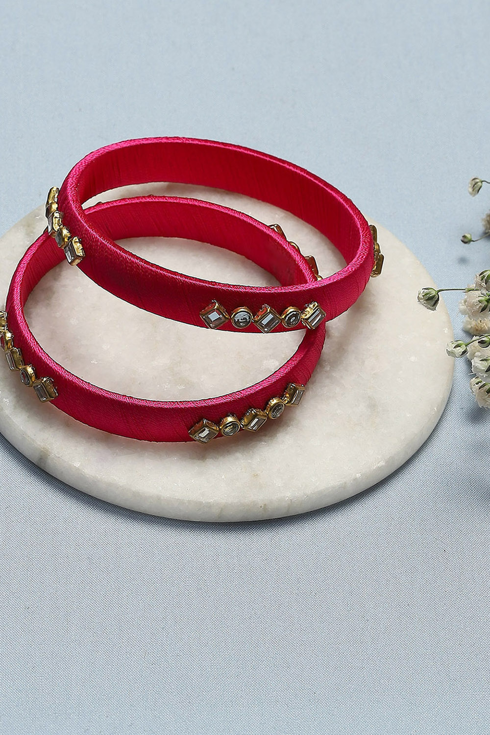 Pink Plastic Thread Bangles