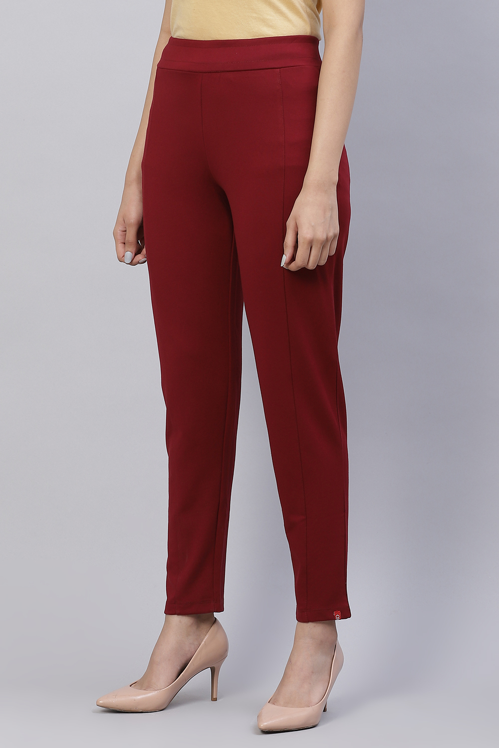 Navy Straight Poly Viscose Leggings image number 0