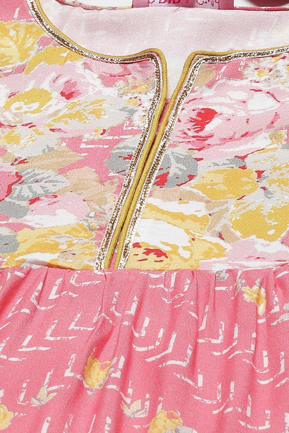 Pink Rayon Flared Printed Kurta Set image number 1