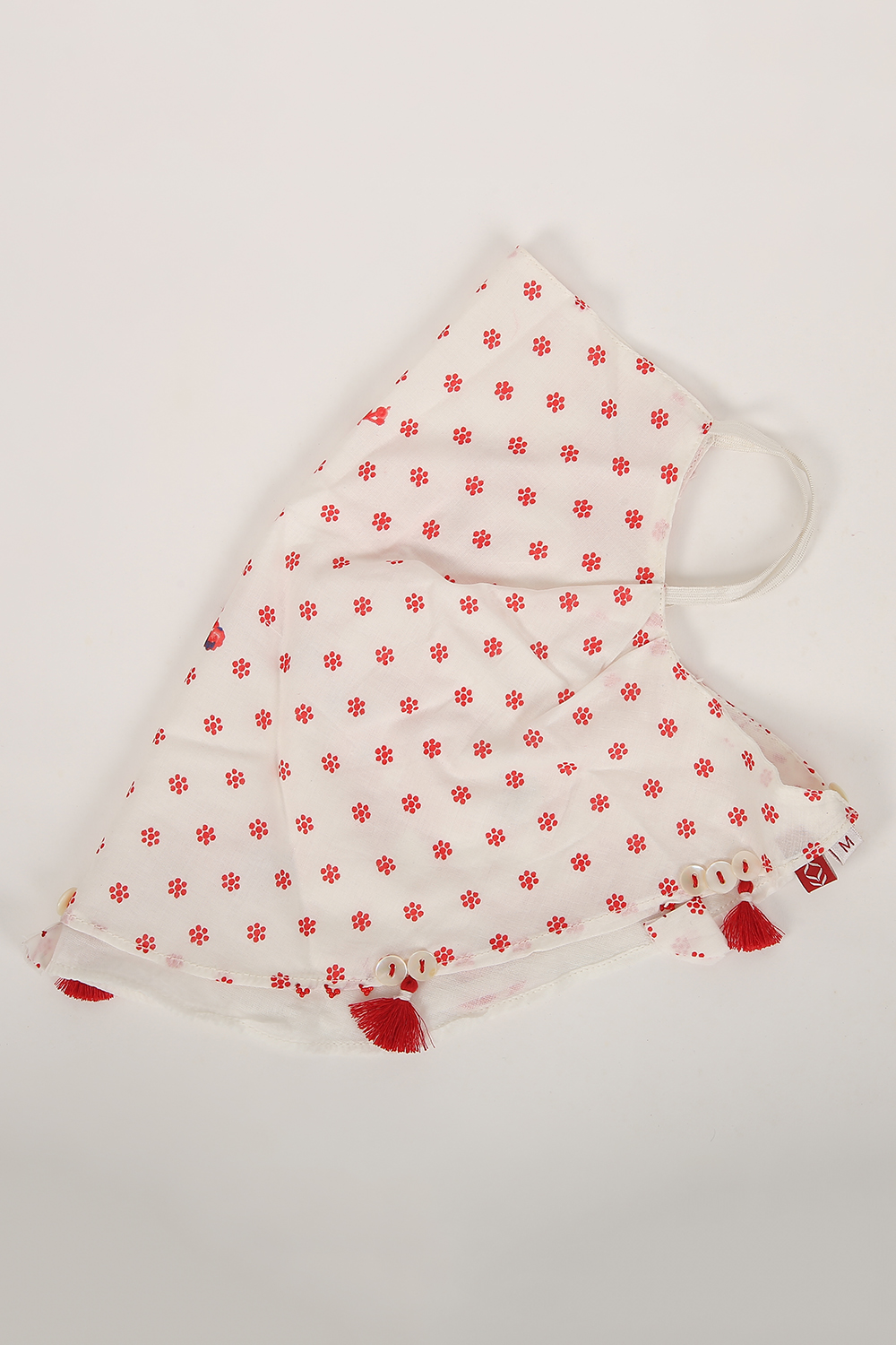 White Cotton Kids Printed Mask image number 2