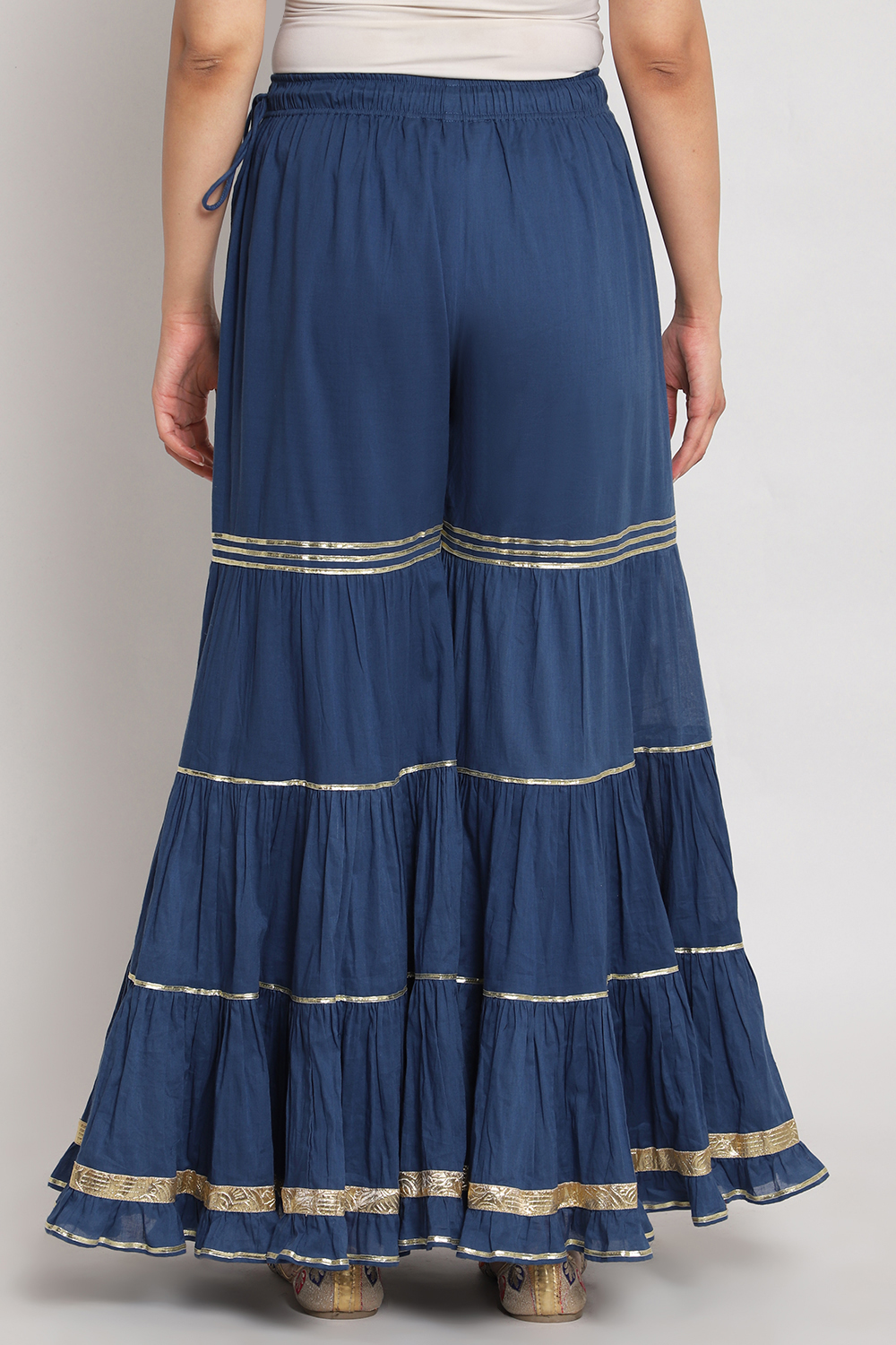 Blue Cotton Sharara Pants image number 6