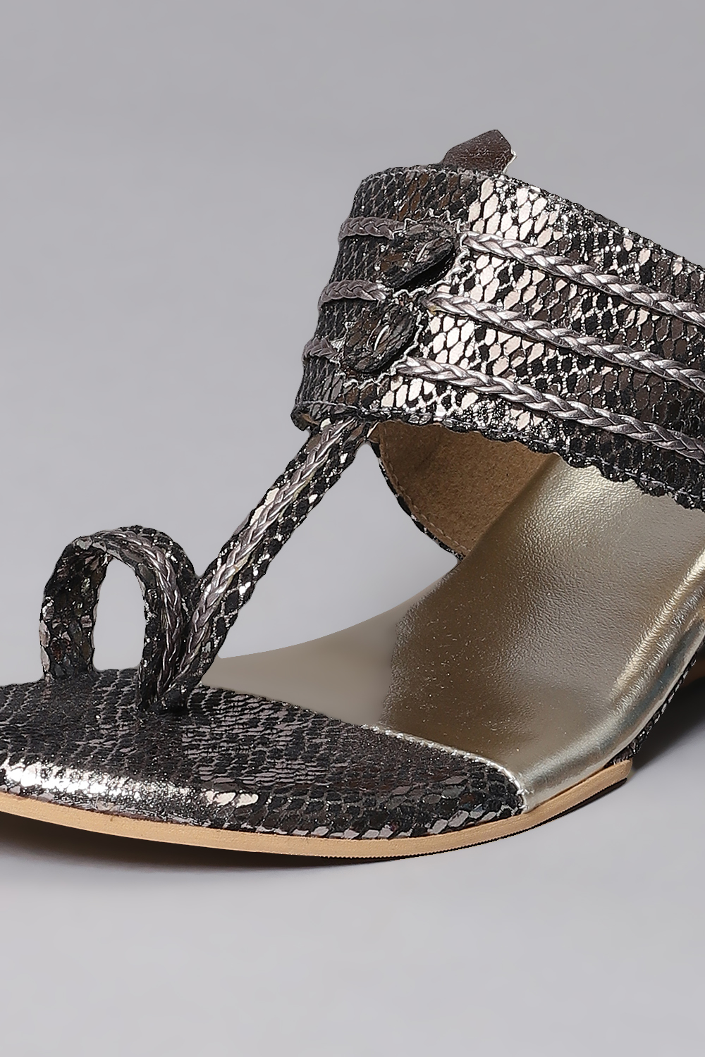 Black Snake Print Wedges image number 1