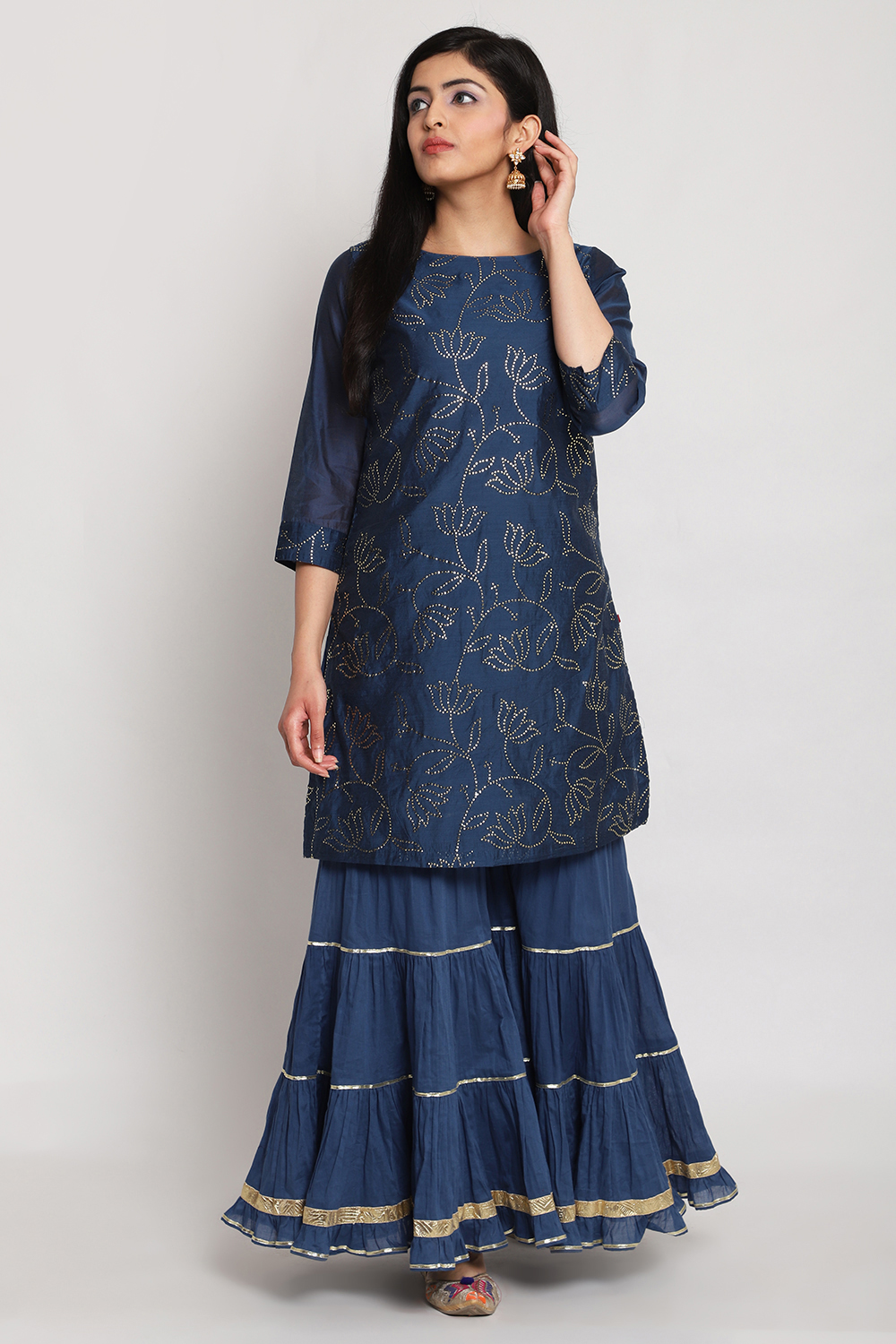 Blue Art Silk Short Yarndyed Kurti image number 2