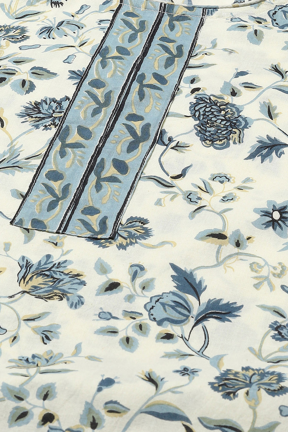 Blue Cotton Printed Unstitched Suit Set image number 2