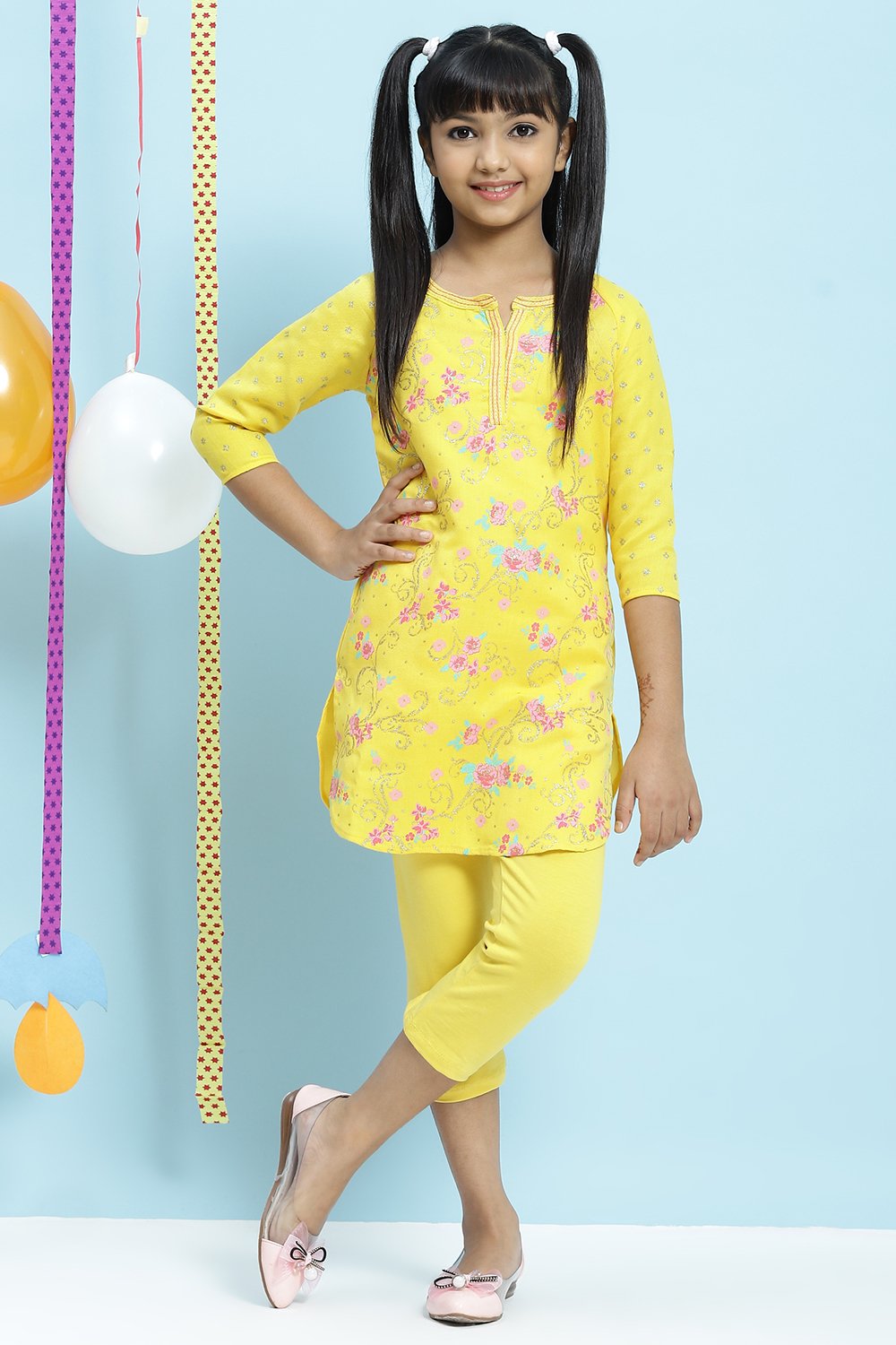 Yellow Straight Art Silk Tunics image number 0