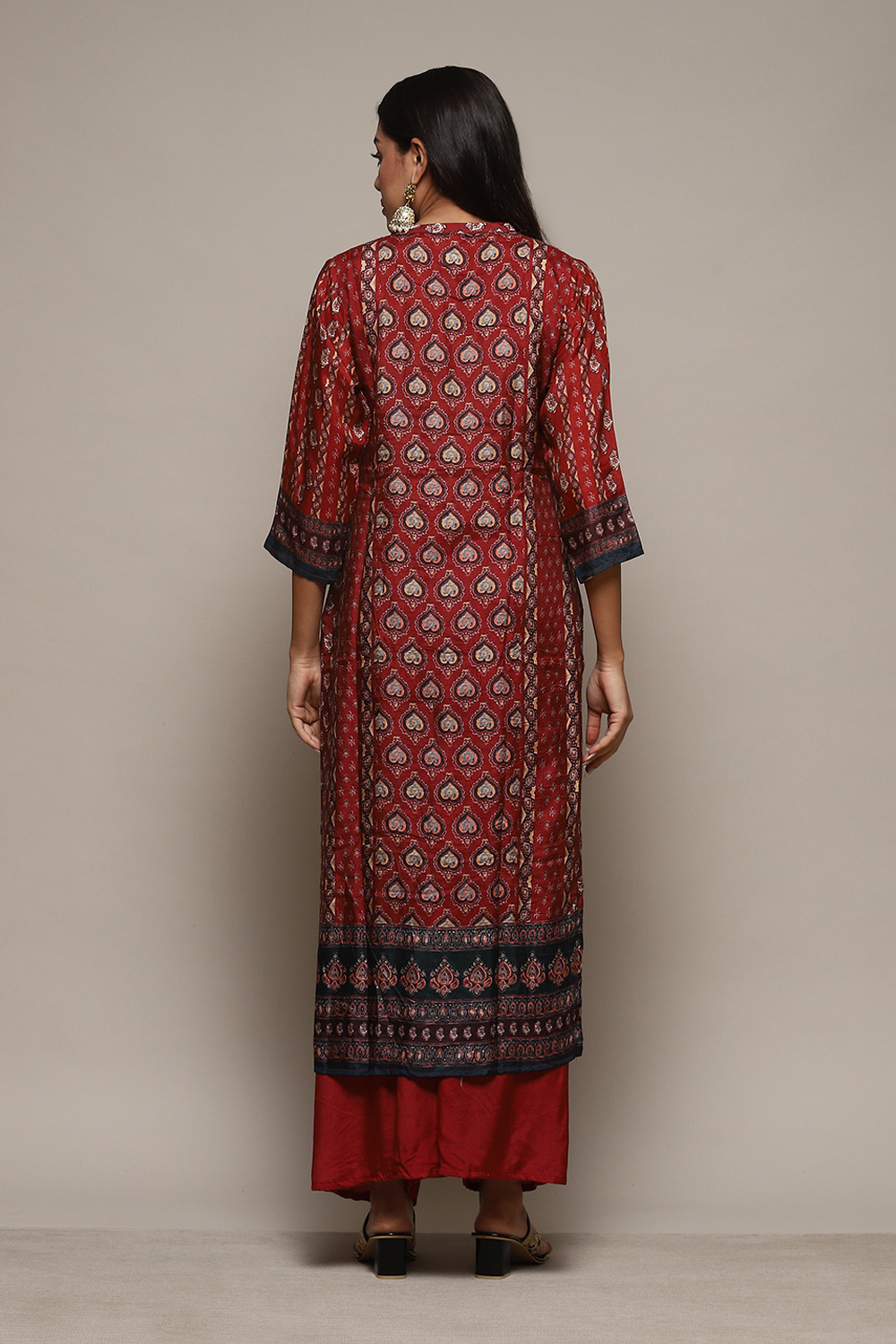 Rust Viscose Silk Hand Embroidered Unstitched Suit Set image number 5