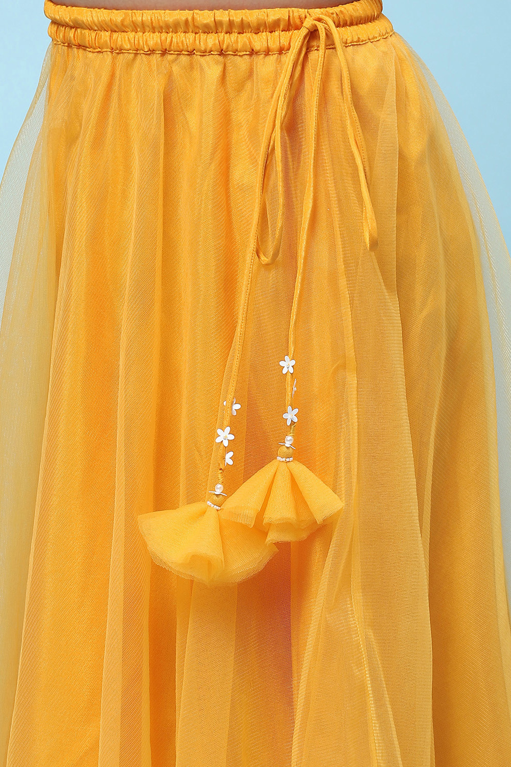 Yellow Nylon Straight Lehenga Set image number 2