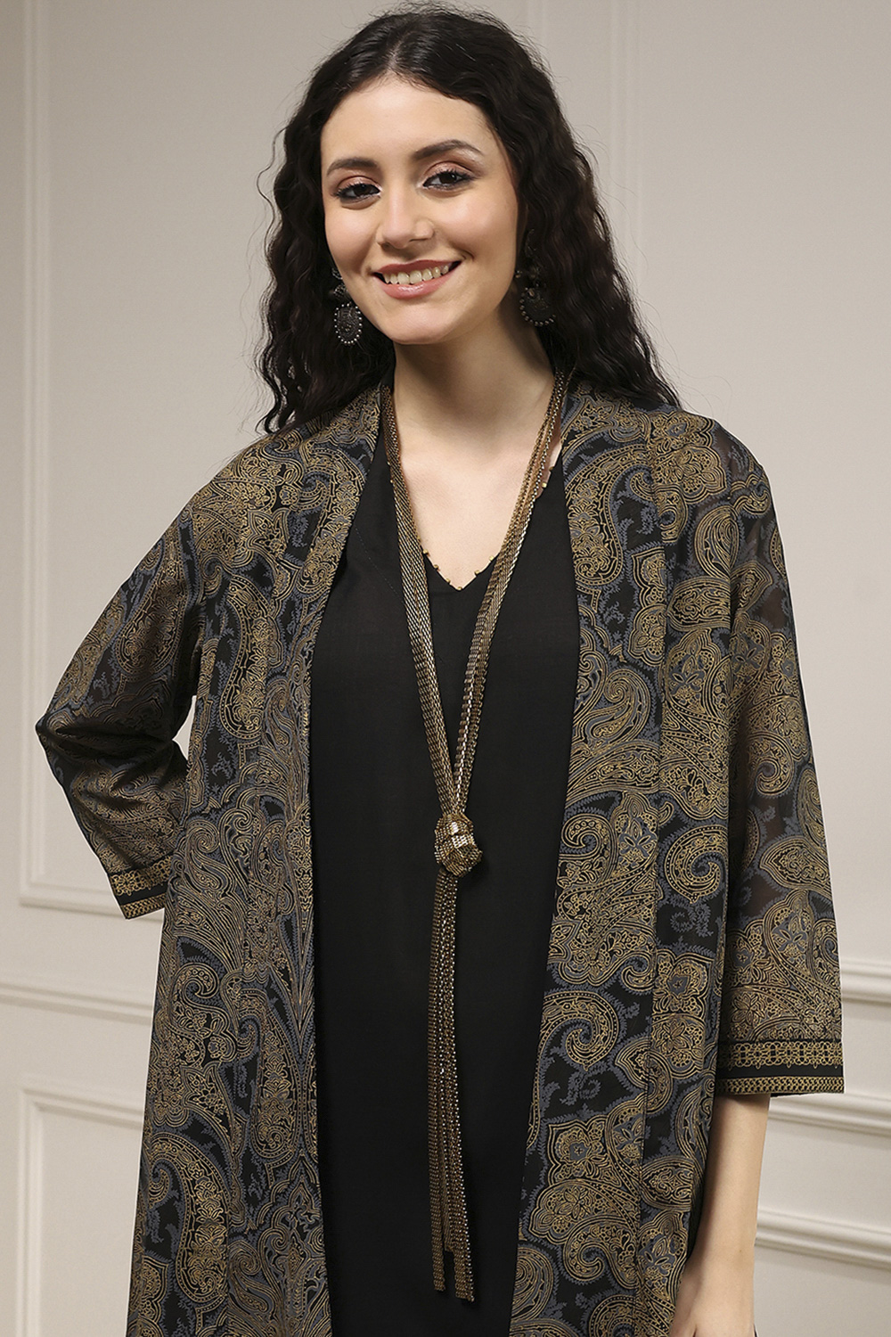 Black Viscose Rayon Straight Dyed Fusion Set image number 1