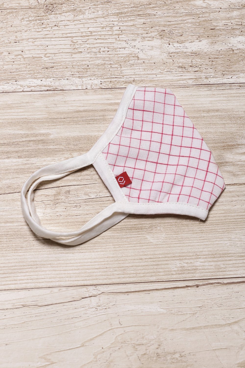 White Cotton Yarndyed Face Mask image number 2