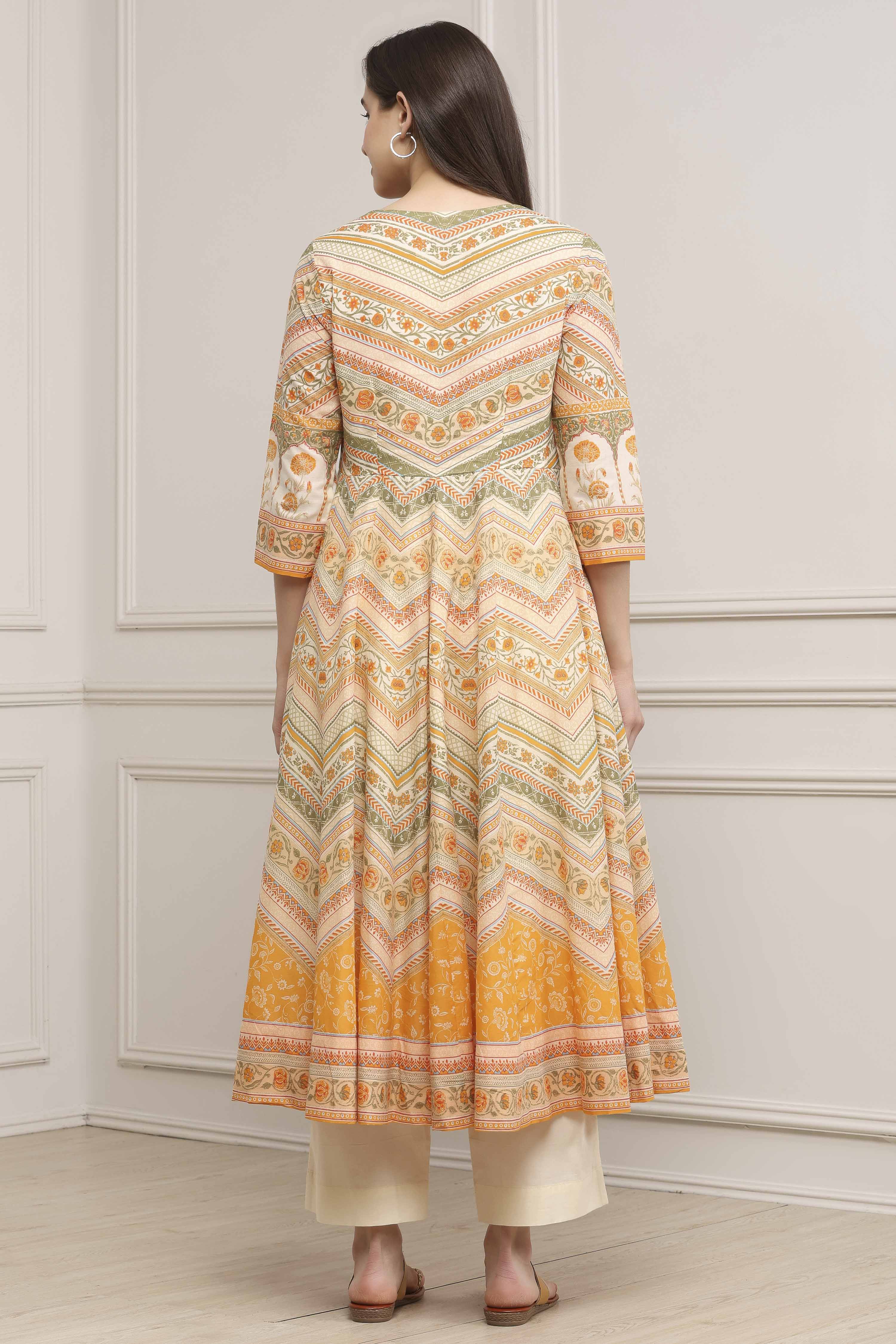 Pink Cotton Printed Anarkali Suit Set image number 4