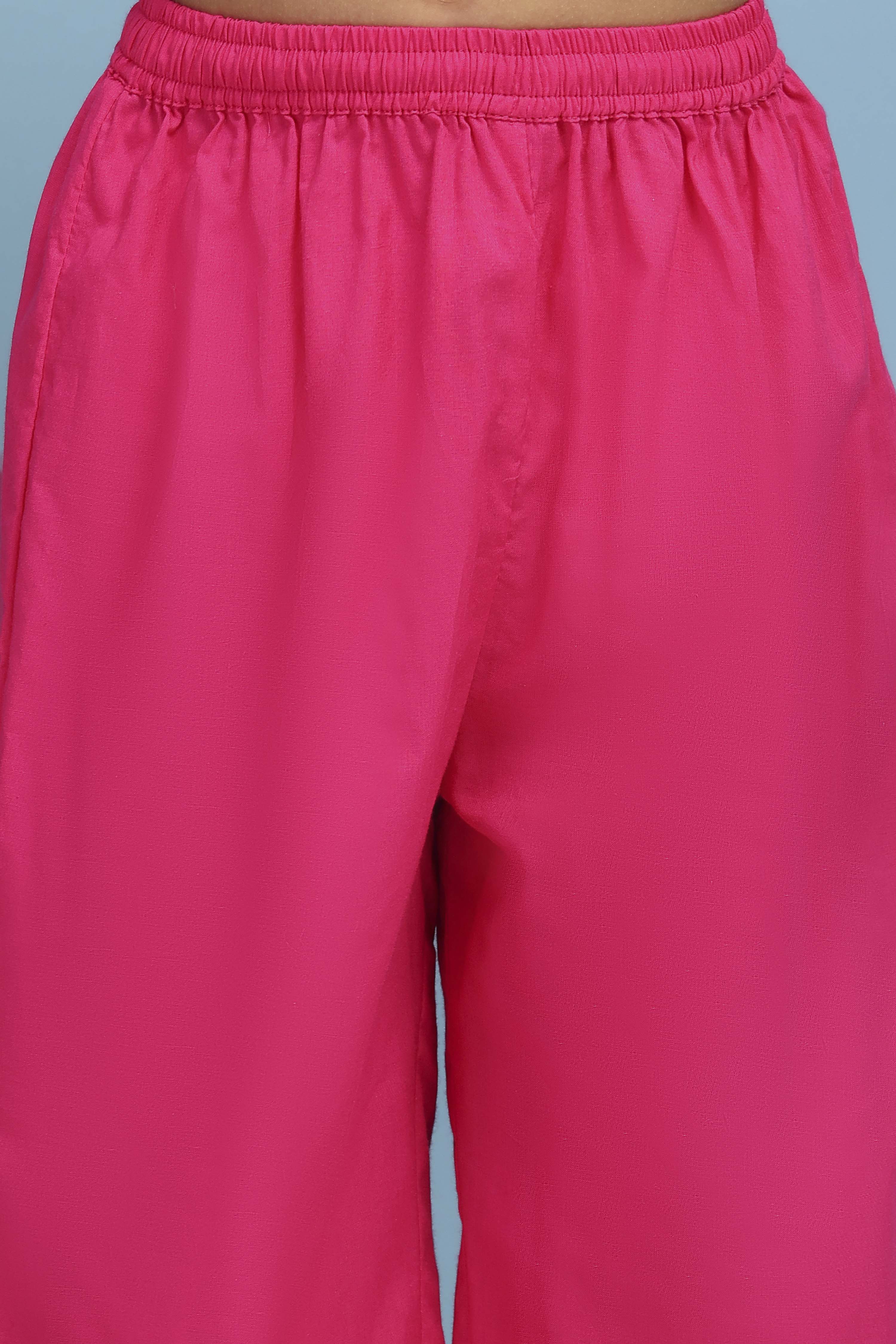 Pink Cotton Printed Anarkali Suit Set image number 2