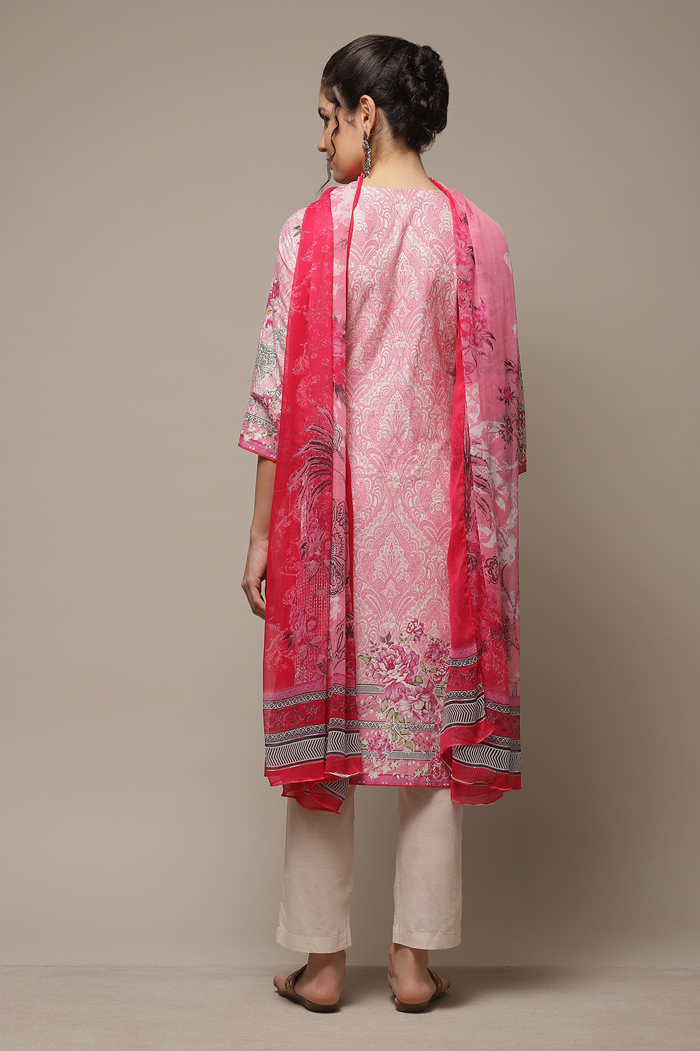 Powder Blue Cotton Straight Kurta Pants Suit Set image number 2