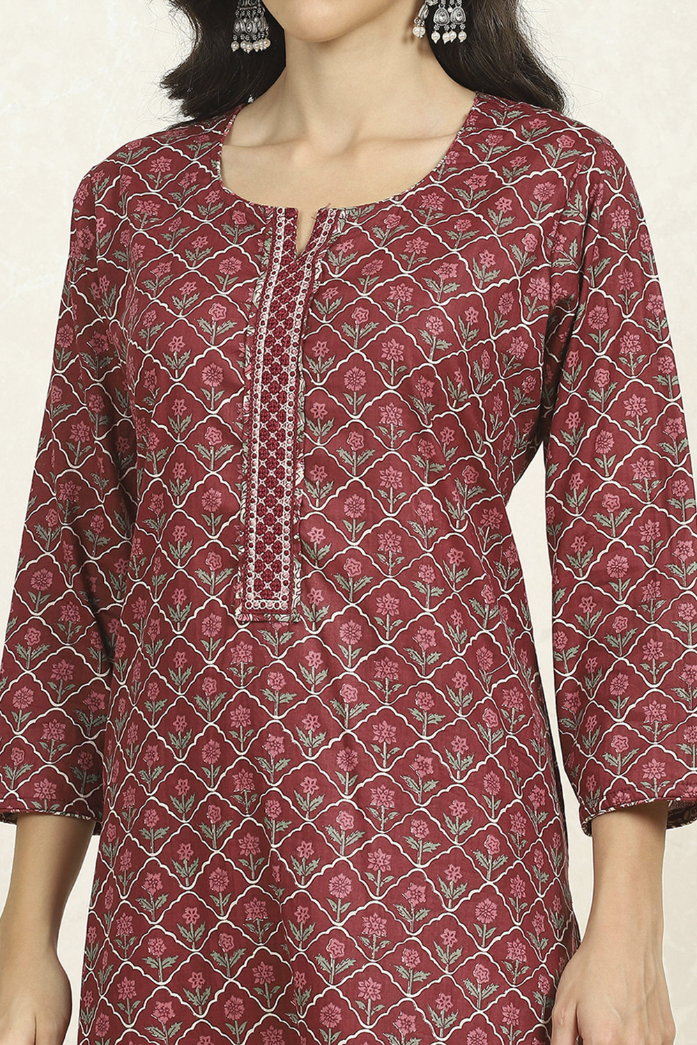 Blue Cotton Unstitched Suit Set image number 2
