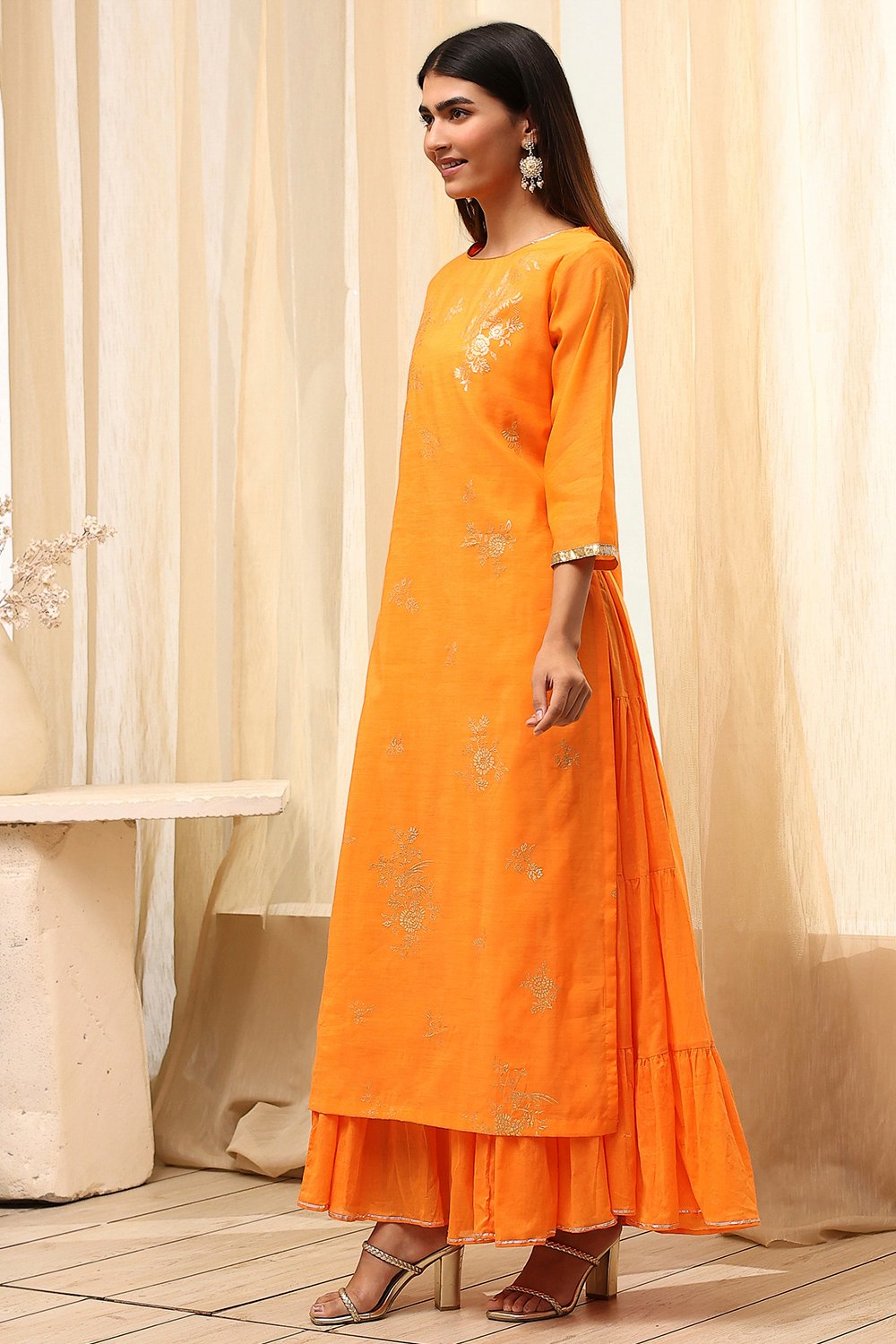 Black Poly Chanderi  Dress image number 3