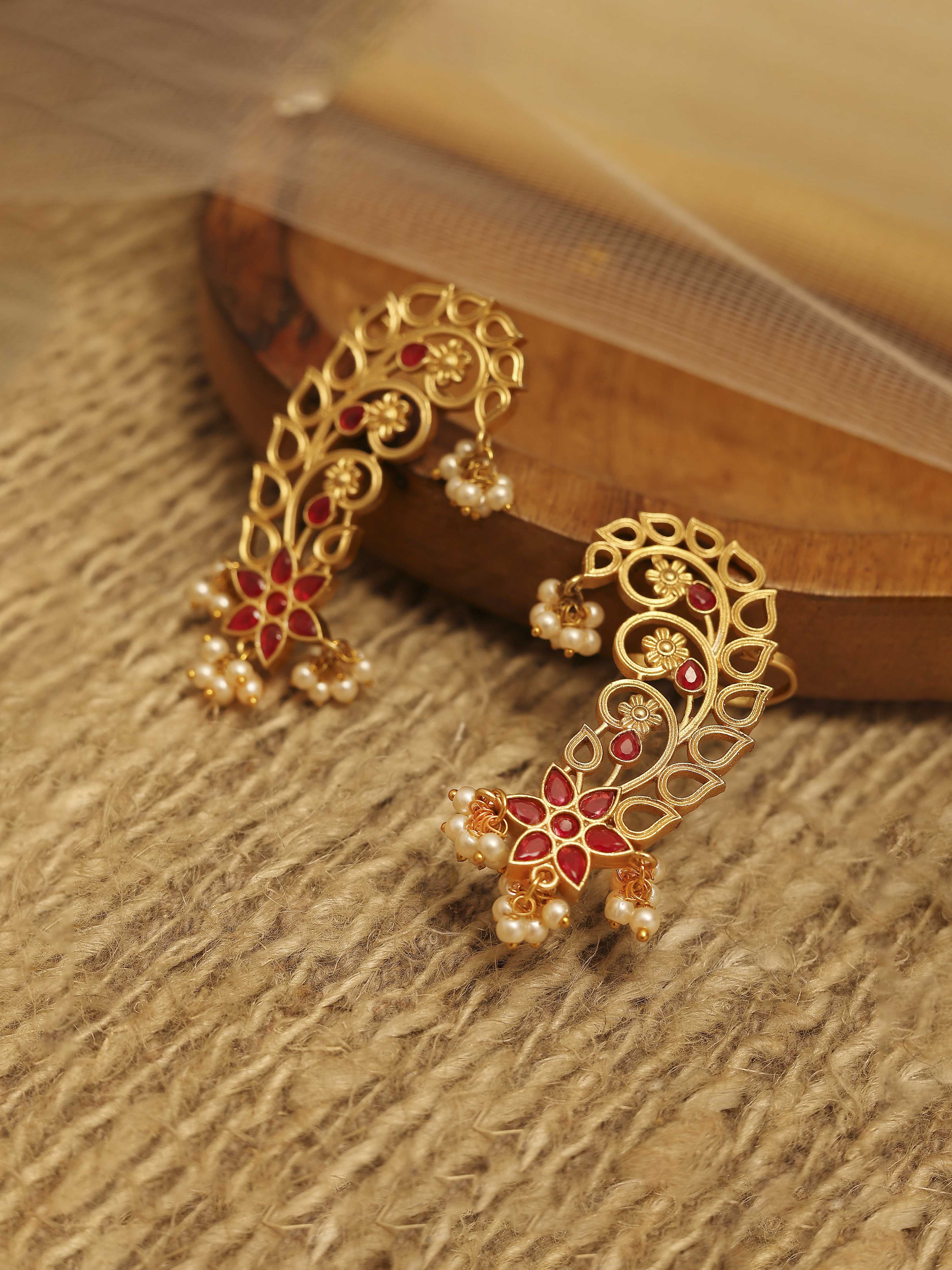 Red Gold Plated Brass Ear Cuff image number 0