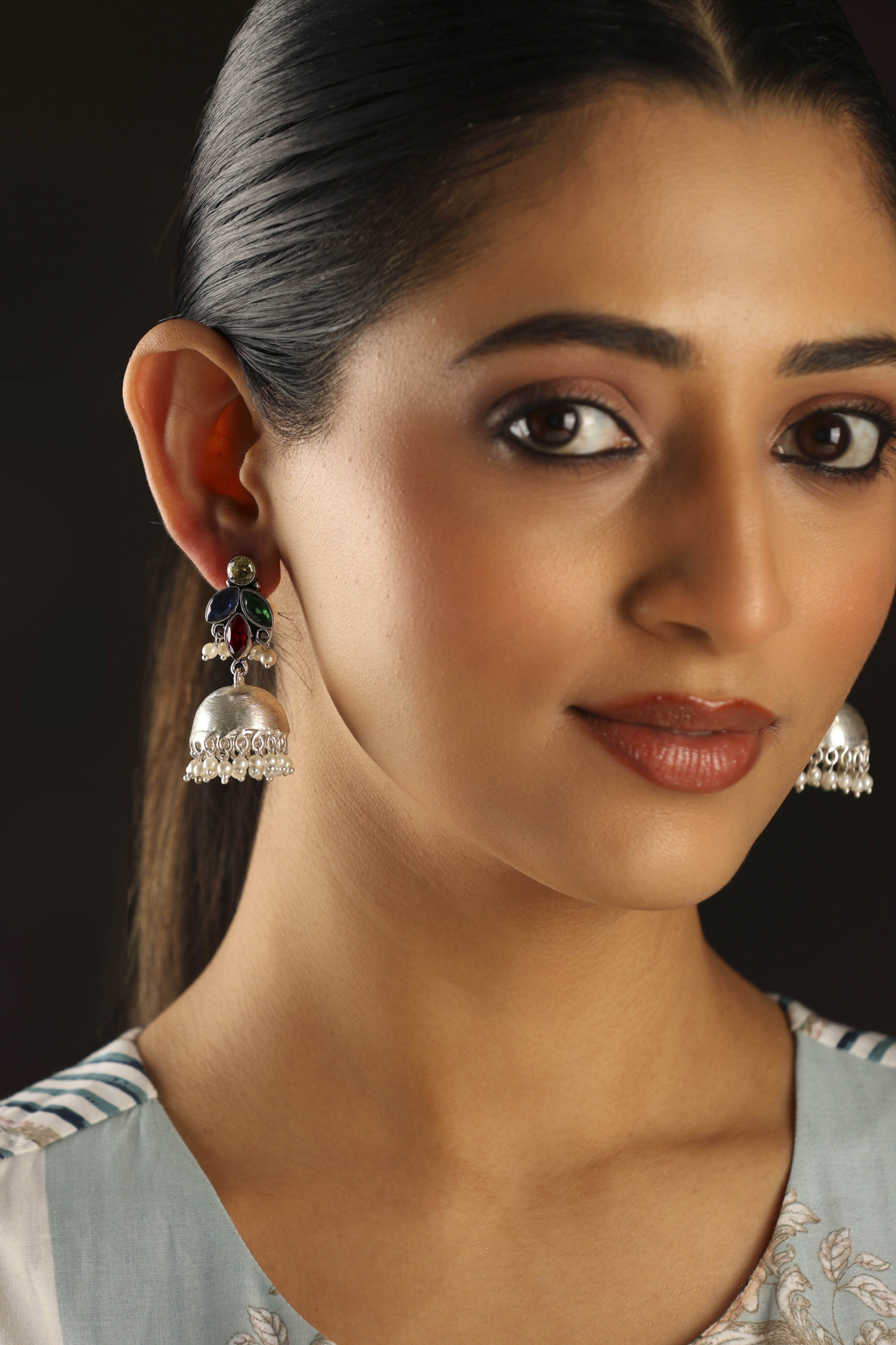 Multicolor Brass Jhumka image number 3