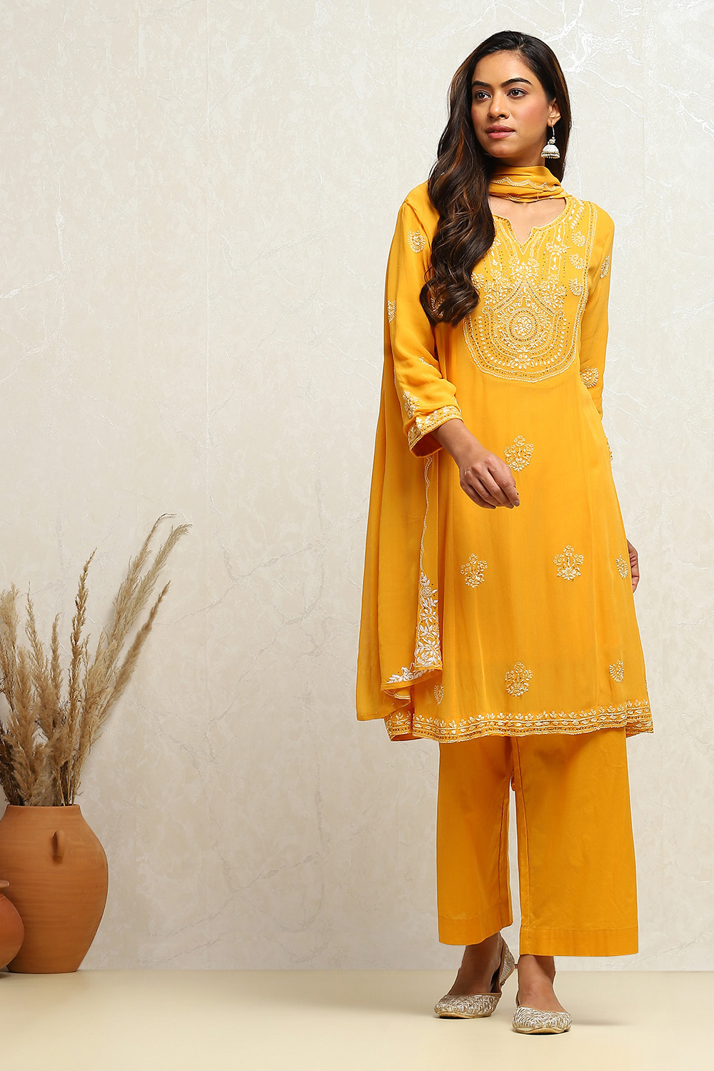 Pink Embroidered Kalidar Suit Set image number 0