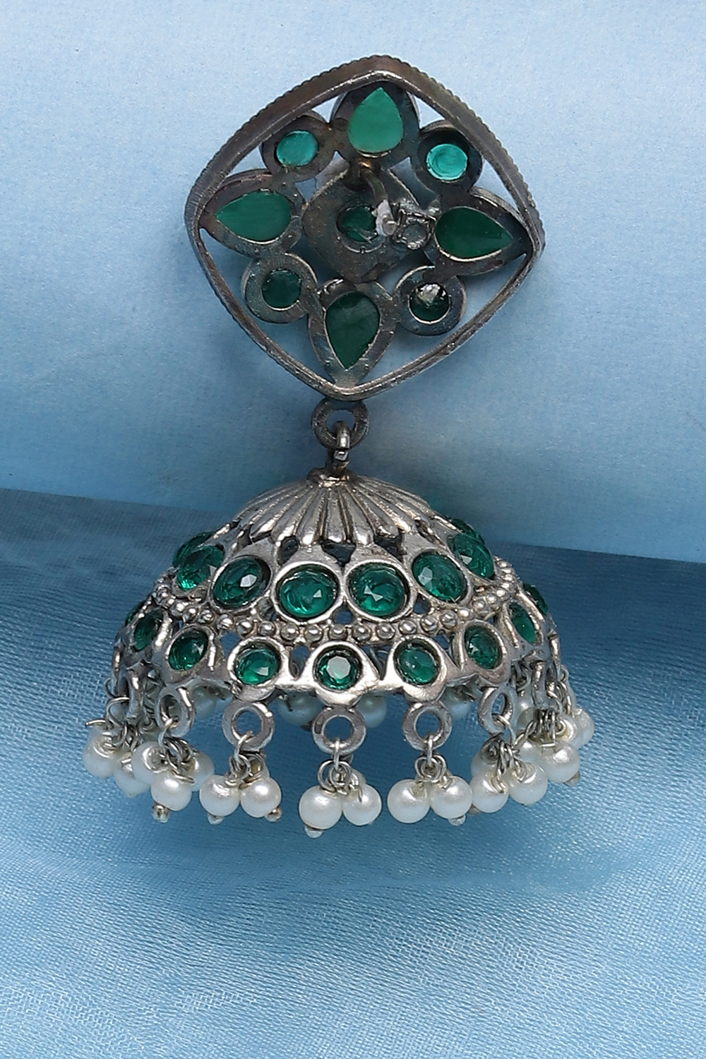 Green Oxidised Jhumkis image number 4