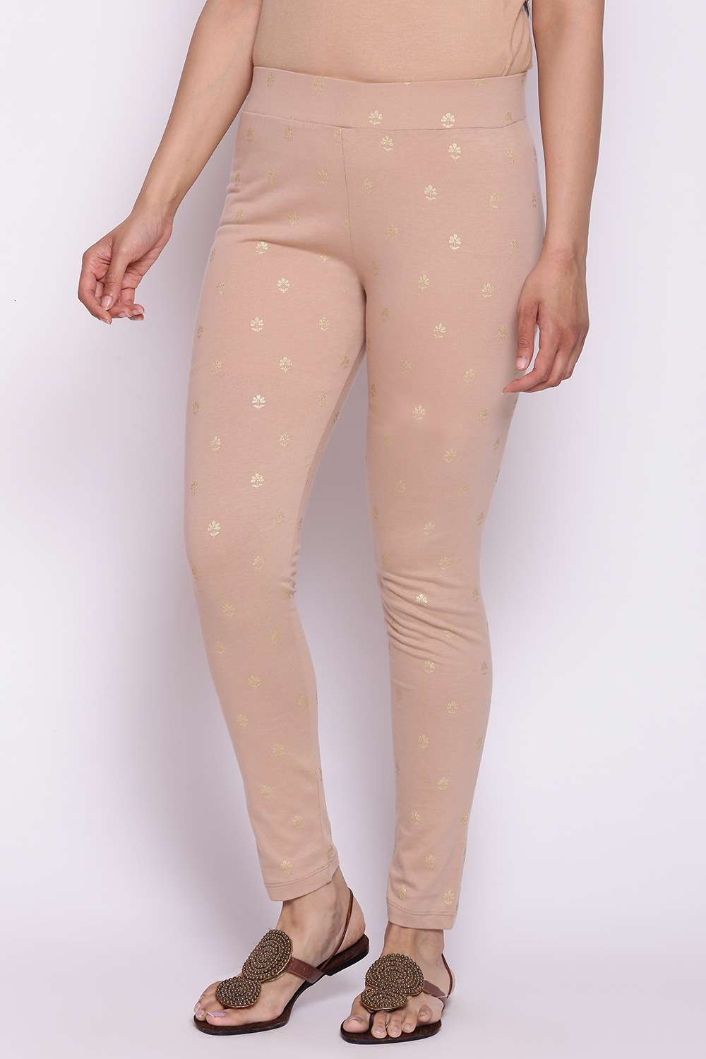 Beige Cotton Leggings image number 3