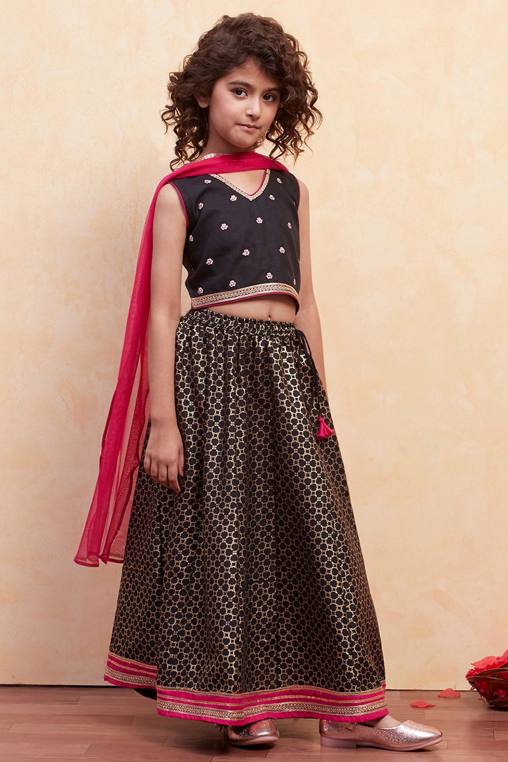 Black Polyester Lehenga Set image number 5