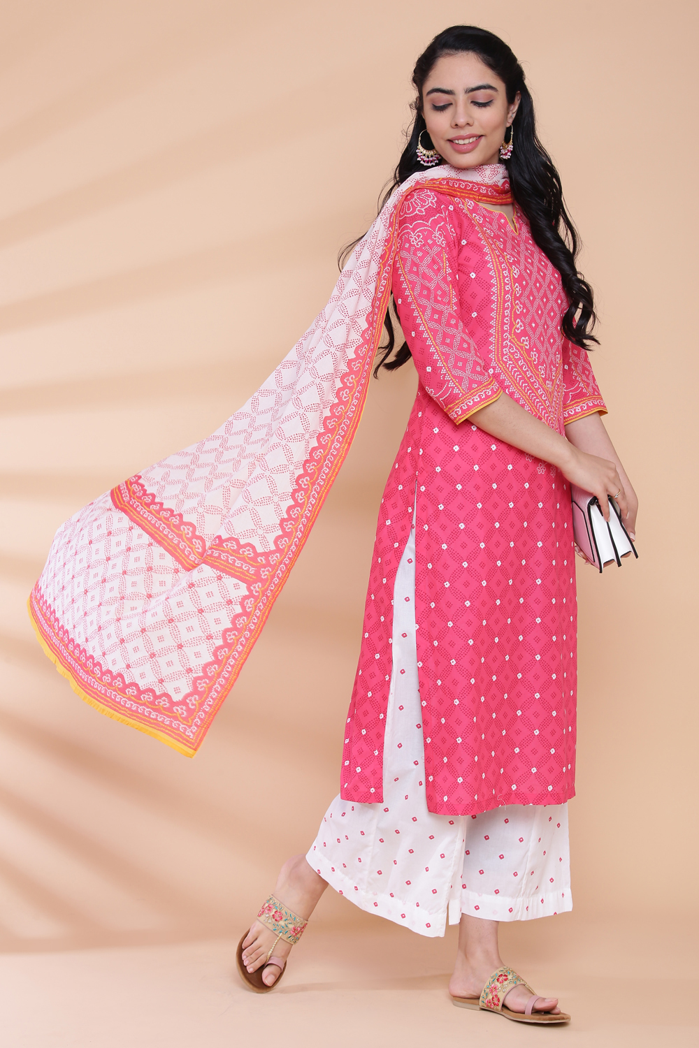 Black Cotton Straight Kurta Flared Palazzo Suit Set image number 0