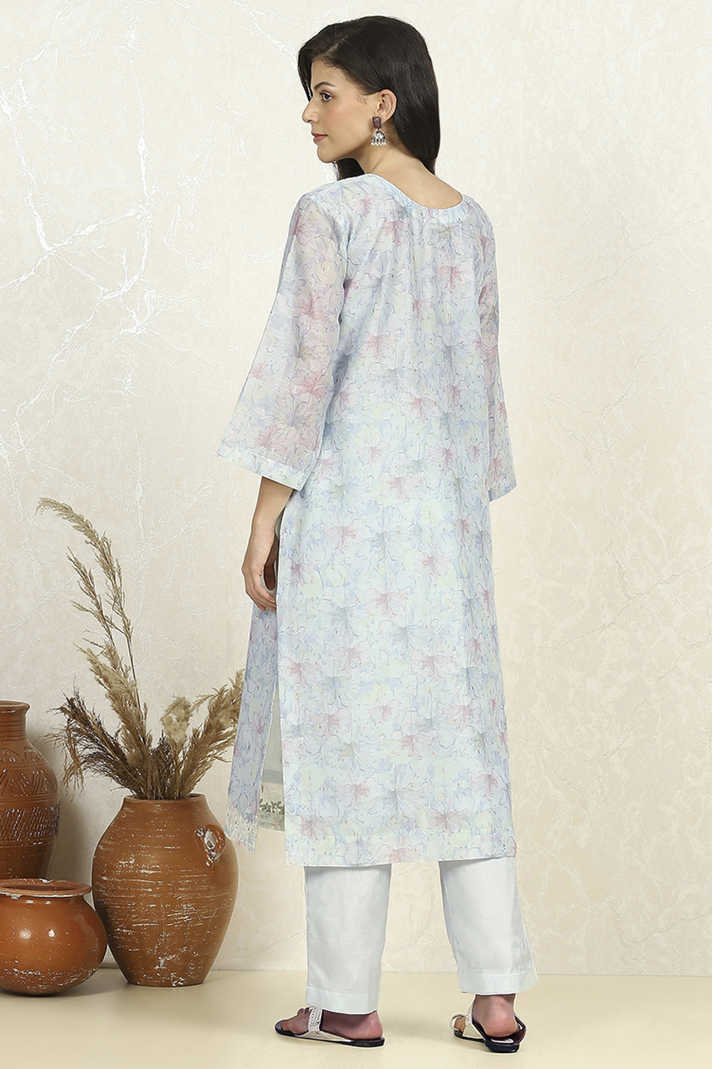 Light Pink Chanderi Unstitched Suit Set image number 5