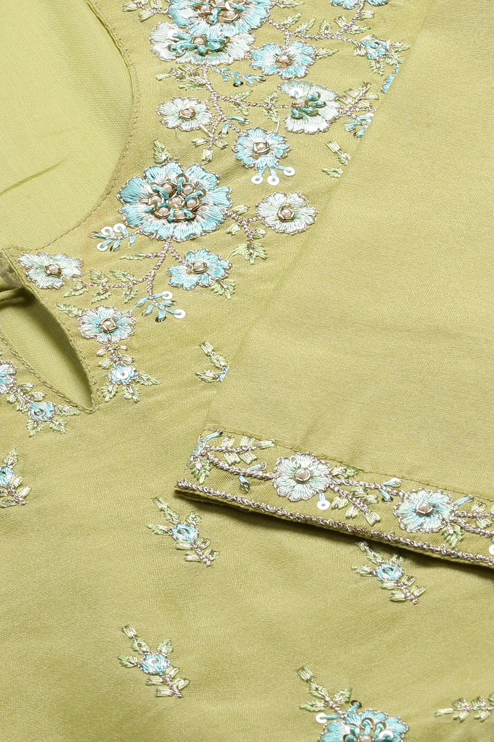 Peach Art Silk A-Line Kurta Regular Pant Suit Set image number 1