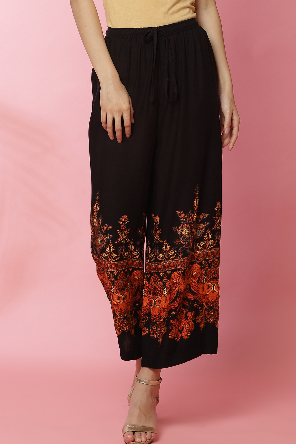 Black Rayon Palazzo Pants image number 3