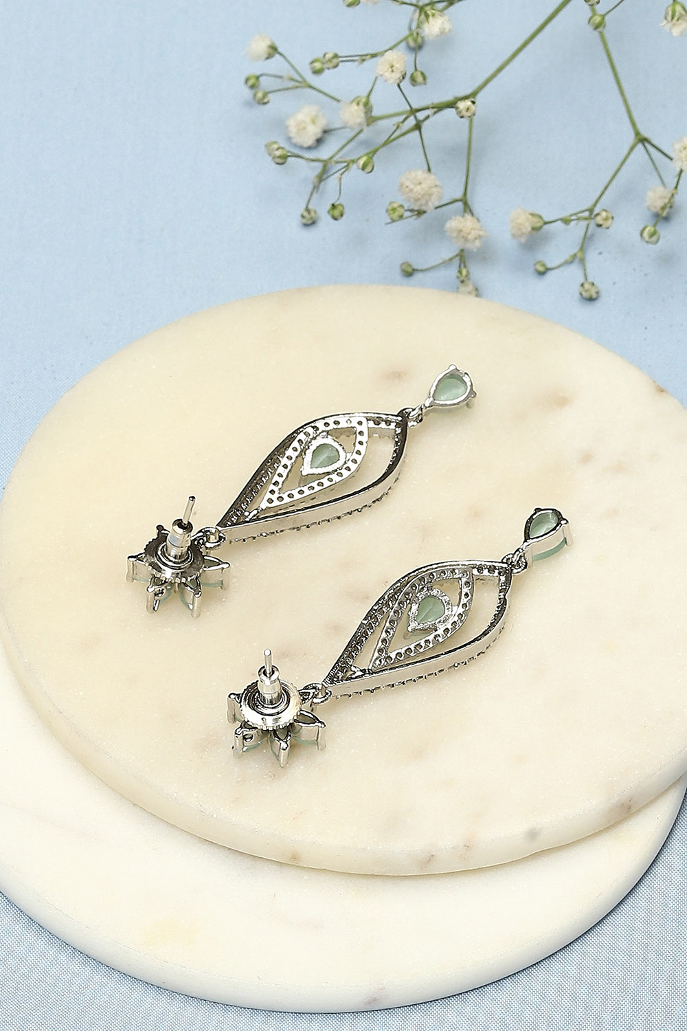 Mint Green Brass Earrings image number 2