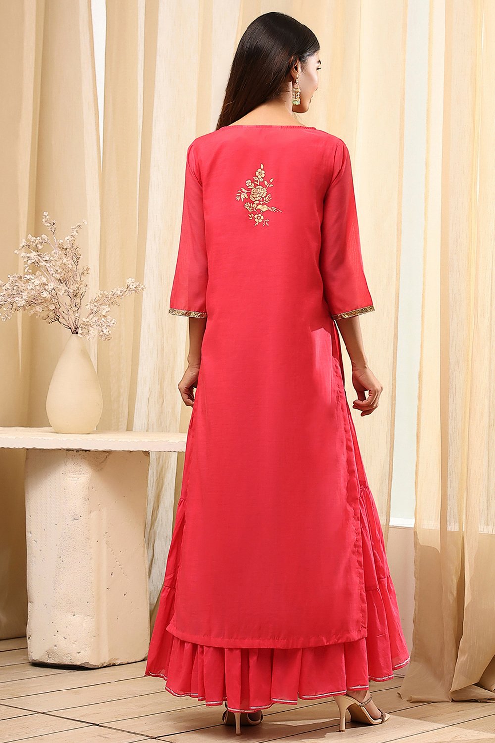 Black Poly Chanderi  Dress image number 5