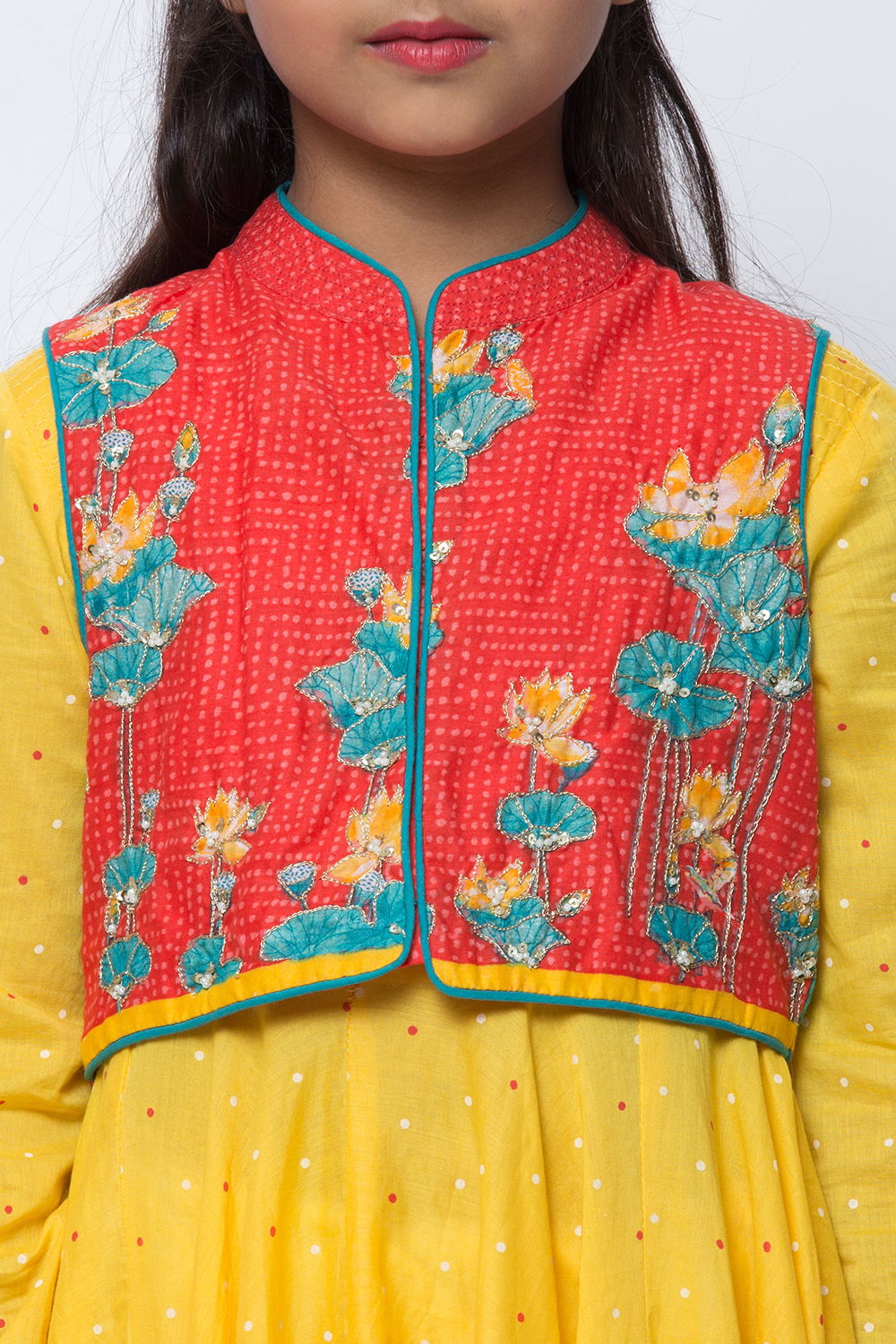 Yellow Cotton Anarkali Kurta Churidar Suit Set image number 1