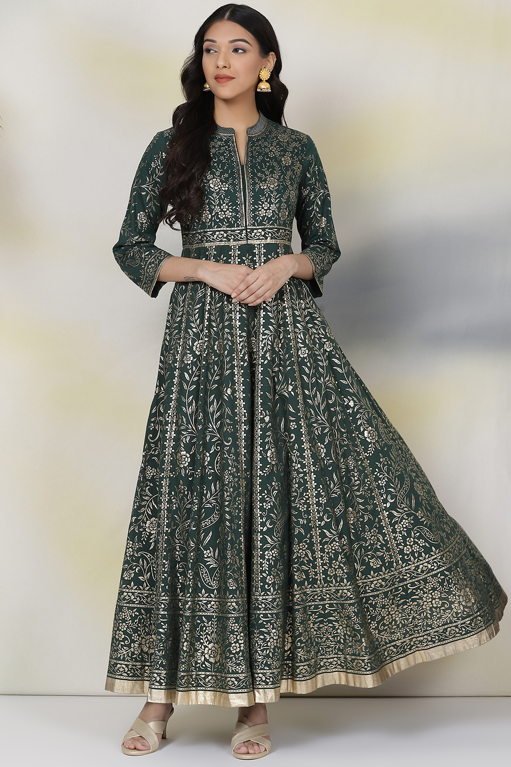 Green Cotton Fusion Dress image number 4