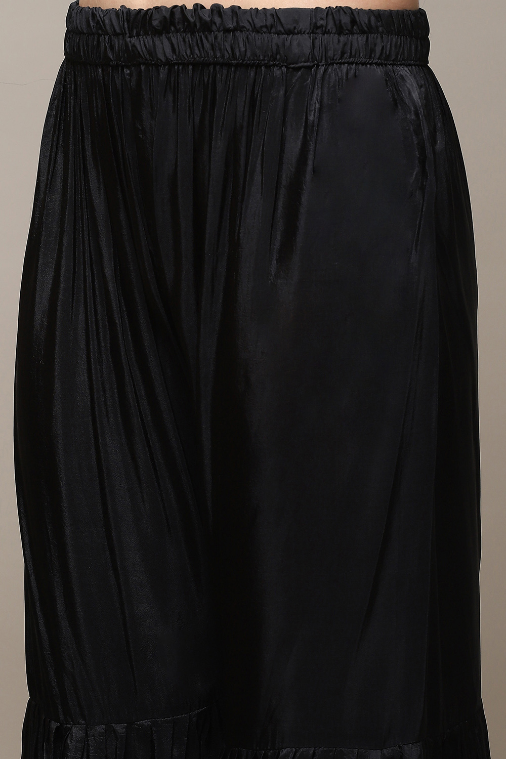 Black Chinon Printed Unstitched Suit Set image number 3
