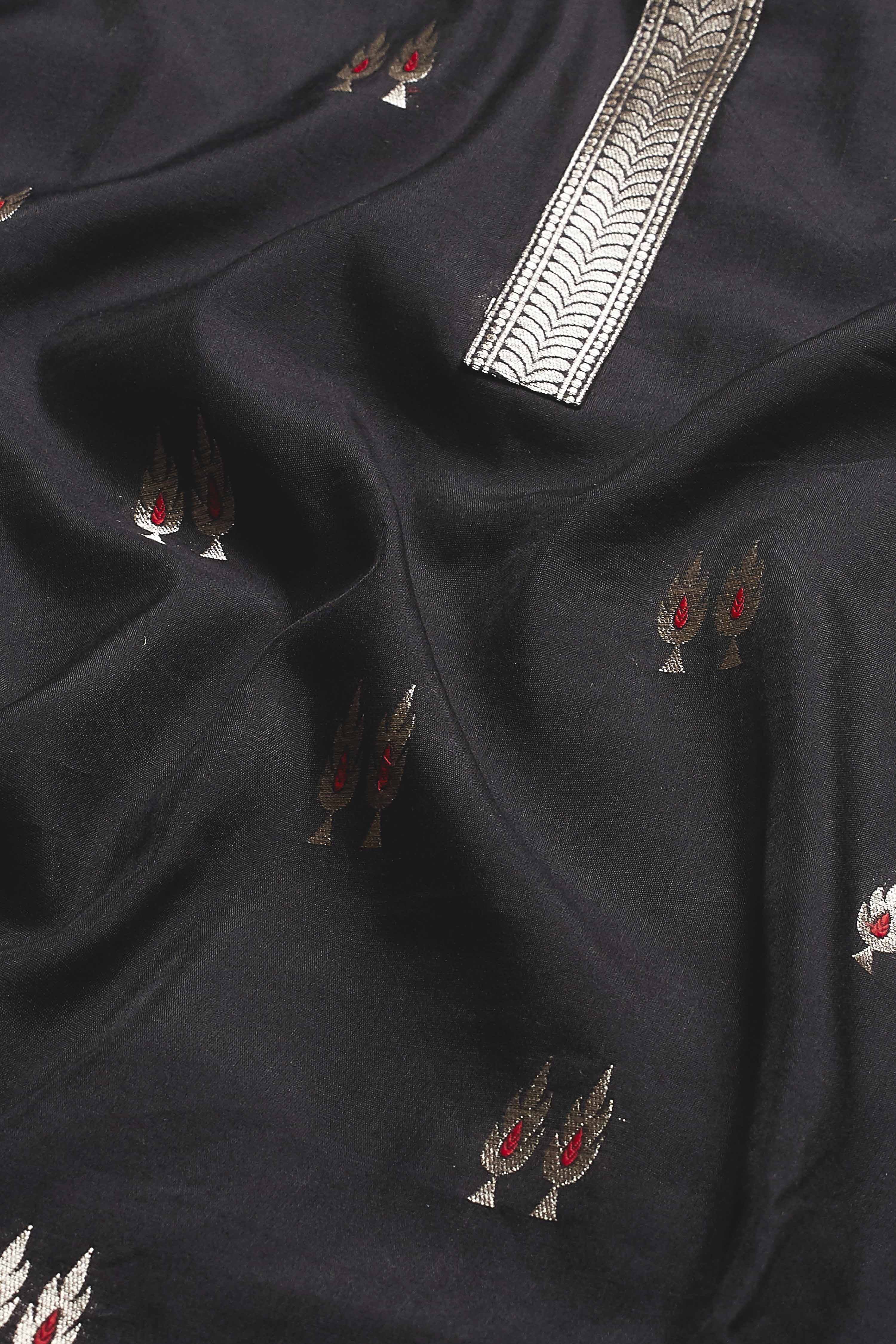 Black Yarndyed Straight Kurta Set image number 3