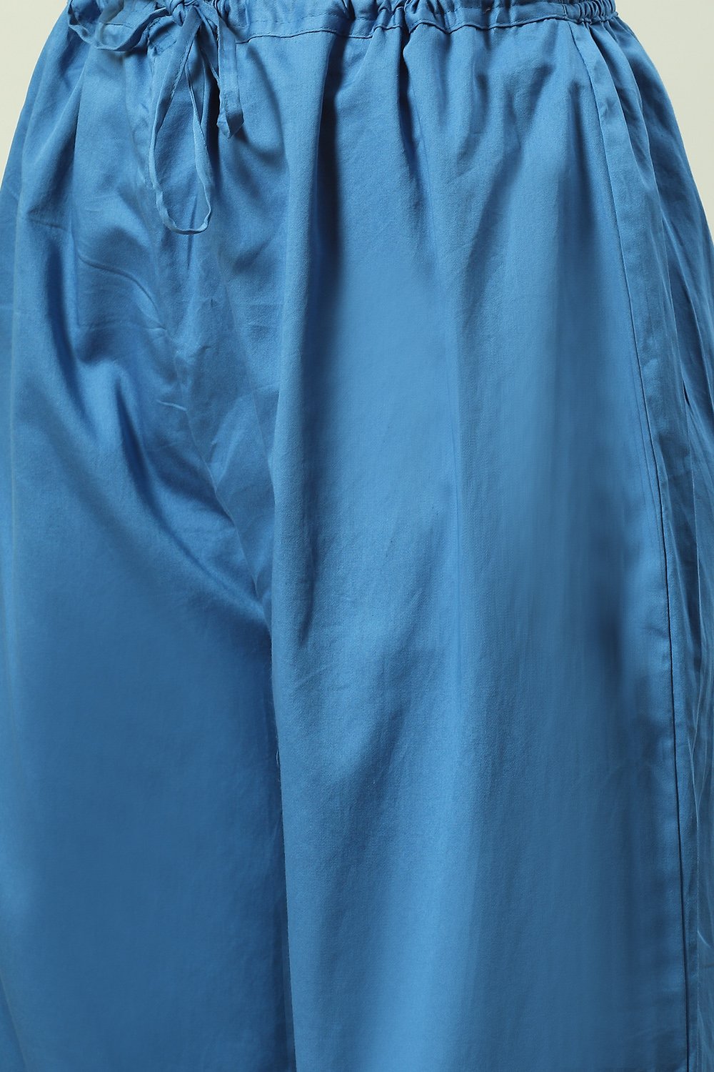 Blue Cotton Silk Straight Kurta Palazzo Suit Set image number 3